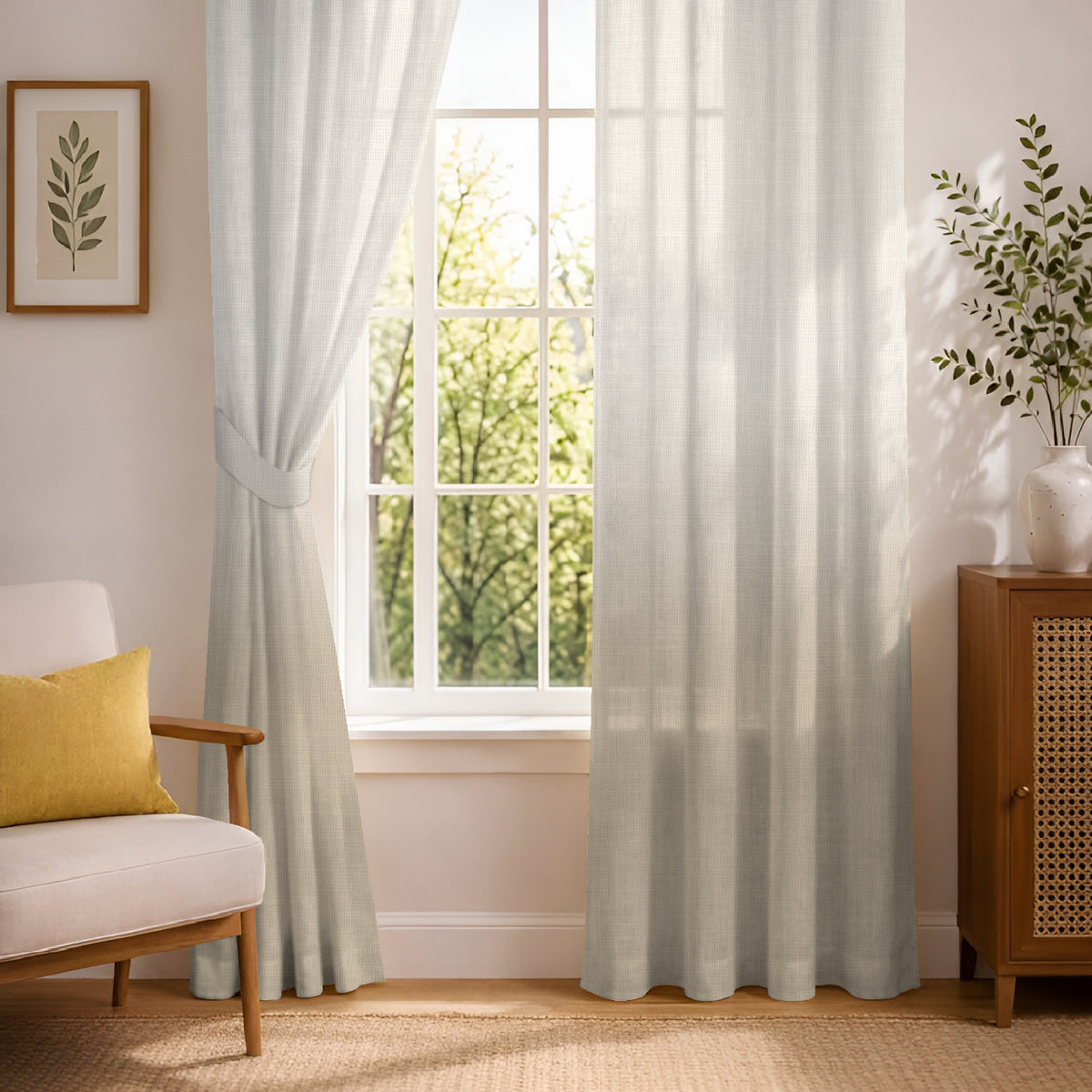 PEARL BEIGE DIGITAL PRINTED SHEER CURTAIN