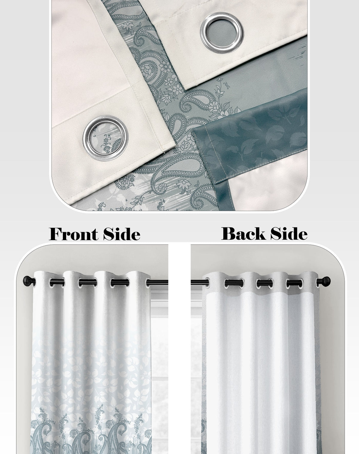NAZAAKAT AQUA PRINTED ROOM DARKENING CURTAIN