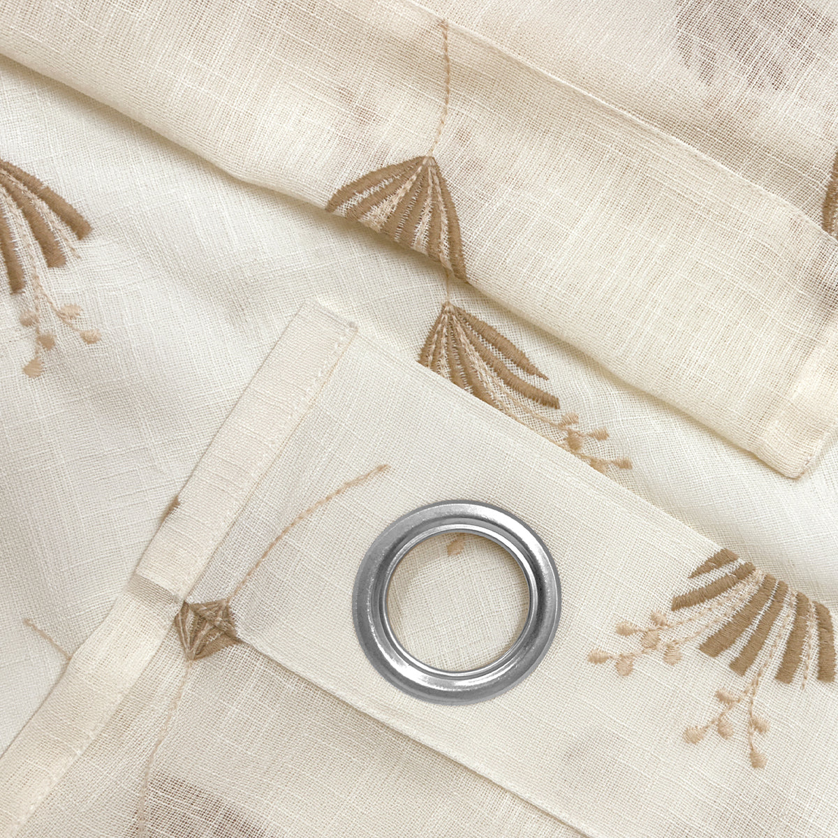 DAISY BEIGE  ROOM DARKENING EMBROIDERED SHEER CURTAIN