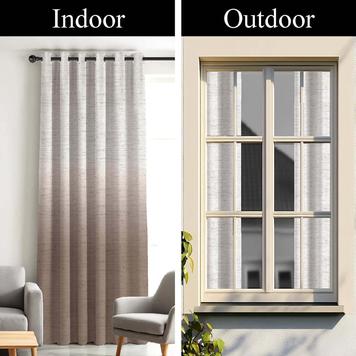 KIVORA BROWN PRINTED ROOM DARKENING CURTAIN