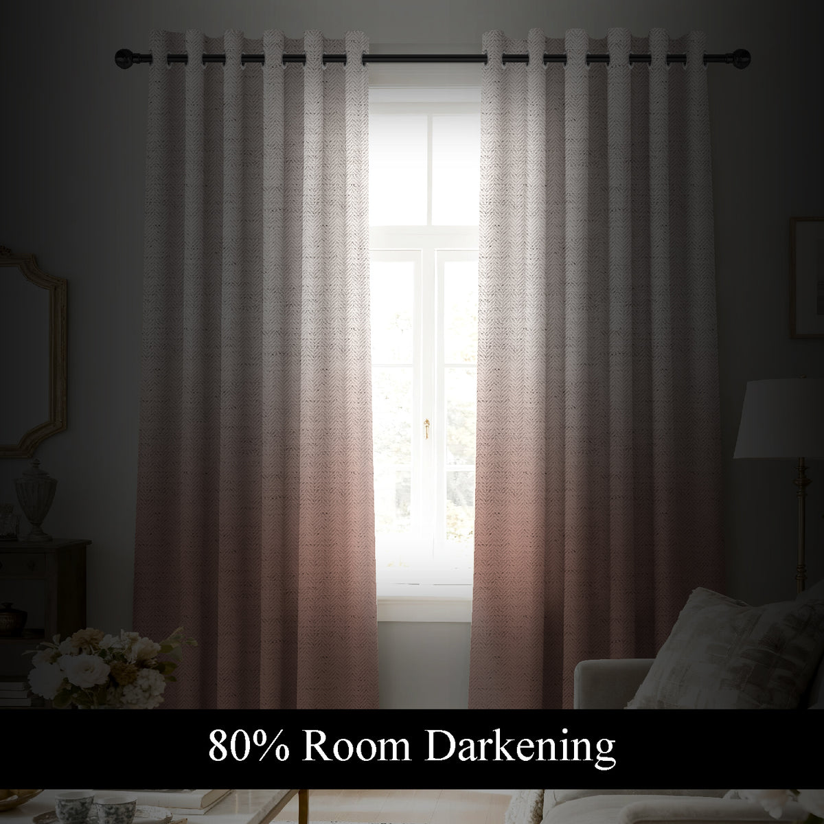 KIVORA CLAY PRINTED ROOM DARKENING CURTAIN