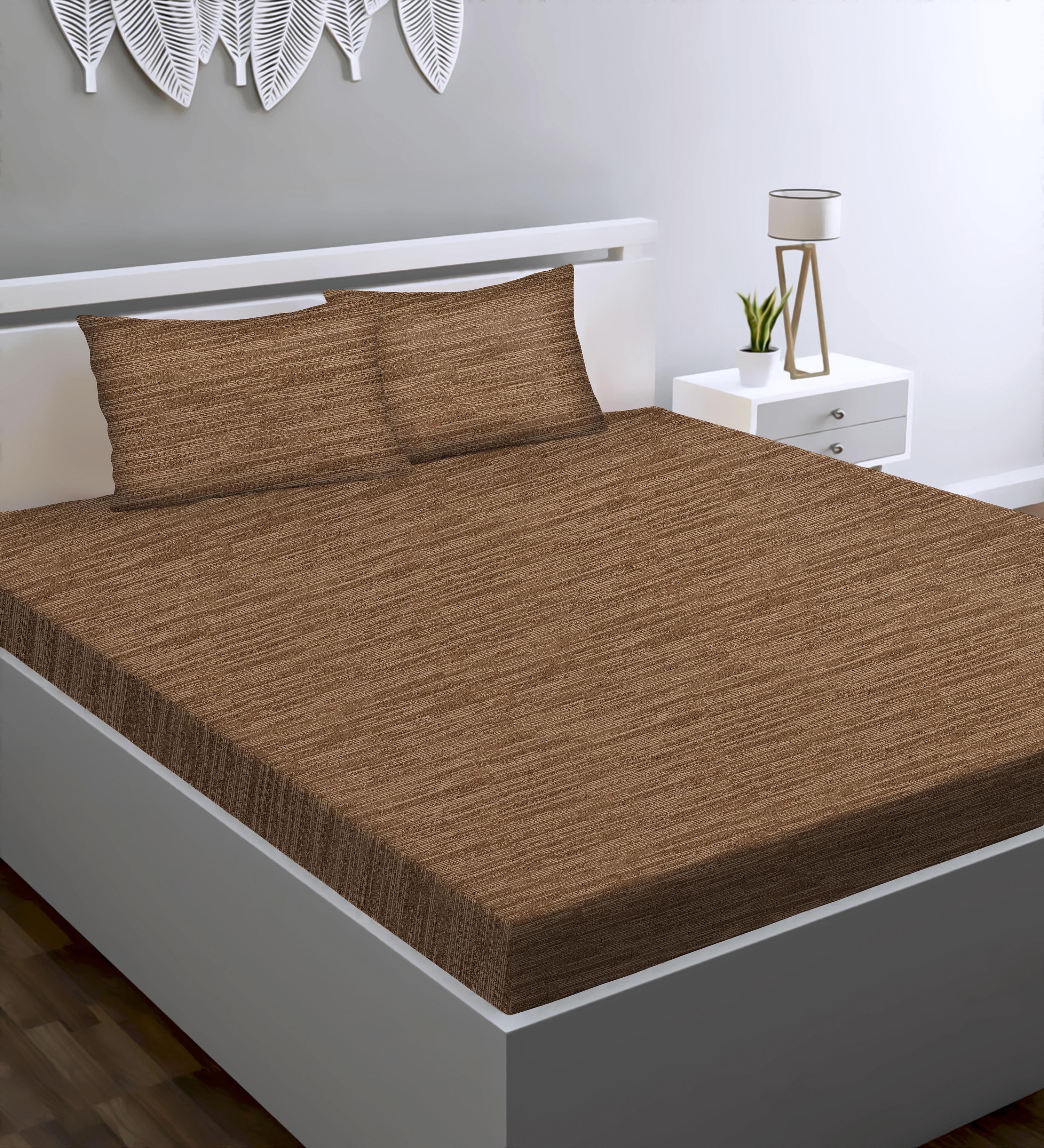 Petra Tex Coffee Bedcover for Double Bed with 2 PillowCovers King Size (104" X 90")