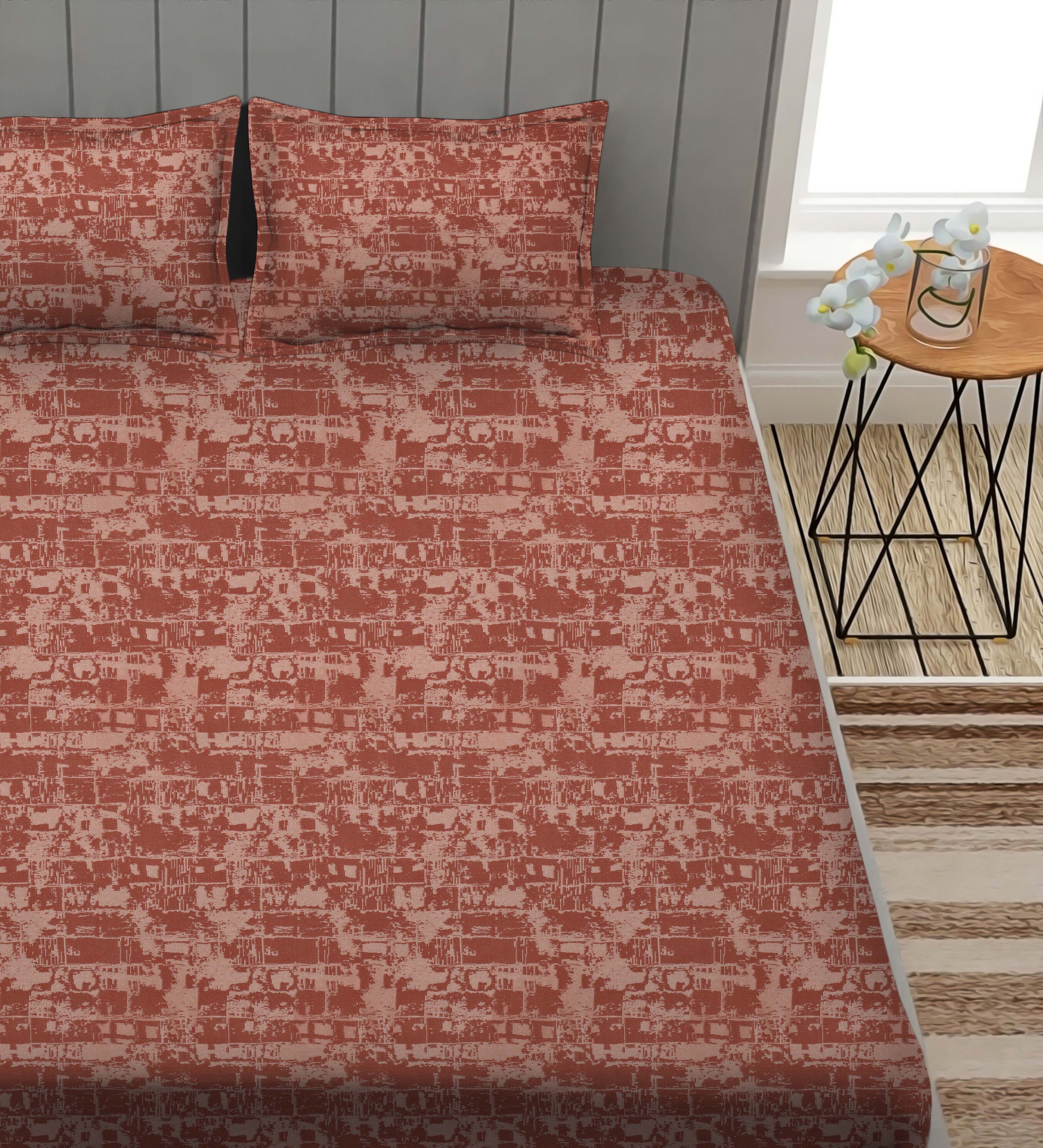 Leo Orange Bedcover for Double Bed with 2 PillowCovers King Size (104" X 90")