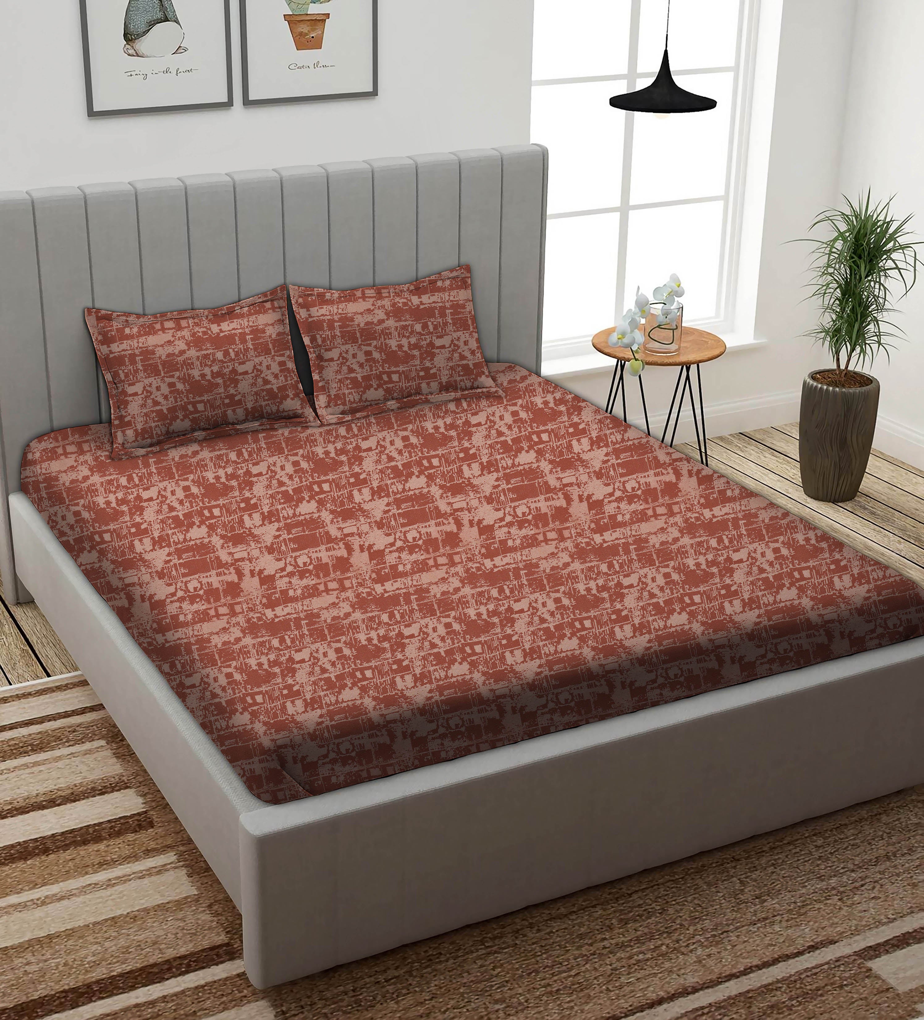 Leo Orange Bedcover for Double Bed with 2 PillowCovers King Size (104" X 90")