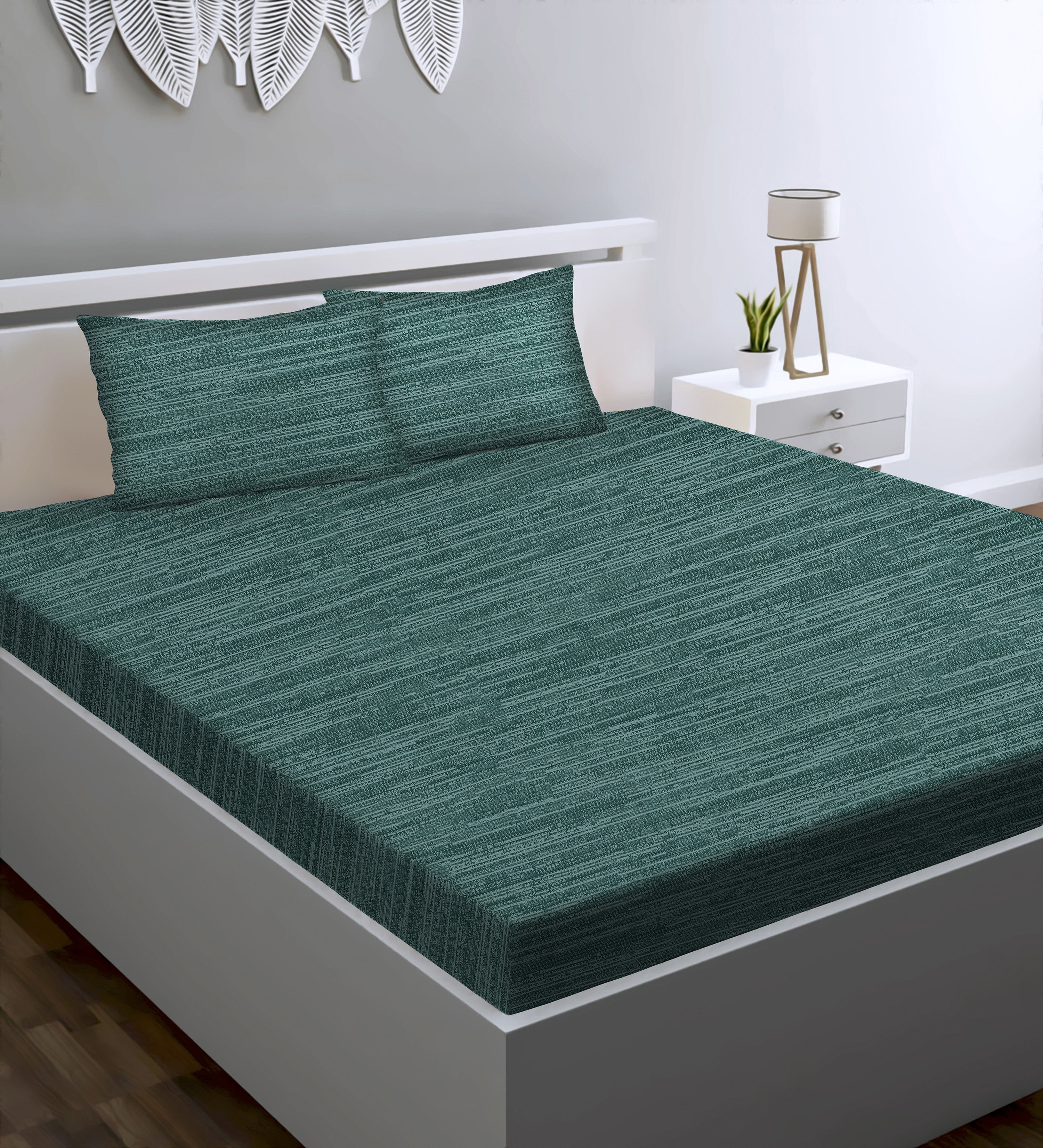 Petra Teal Bedcover for Double Bed with 2 PillowCovers King Size (104" X 90")