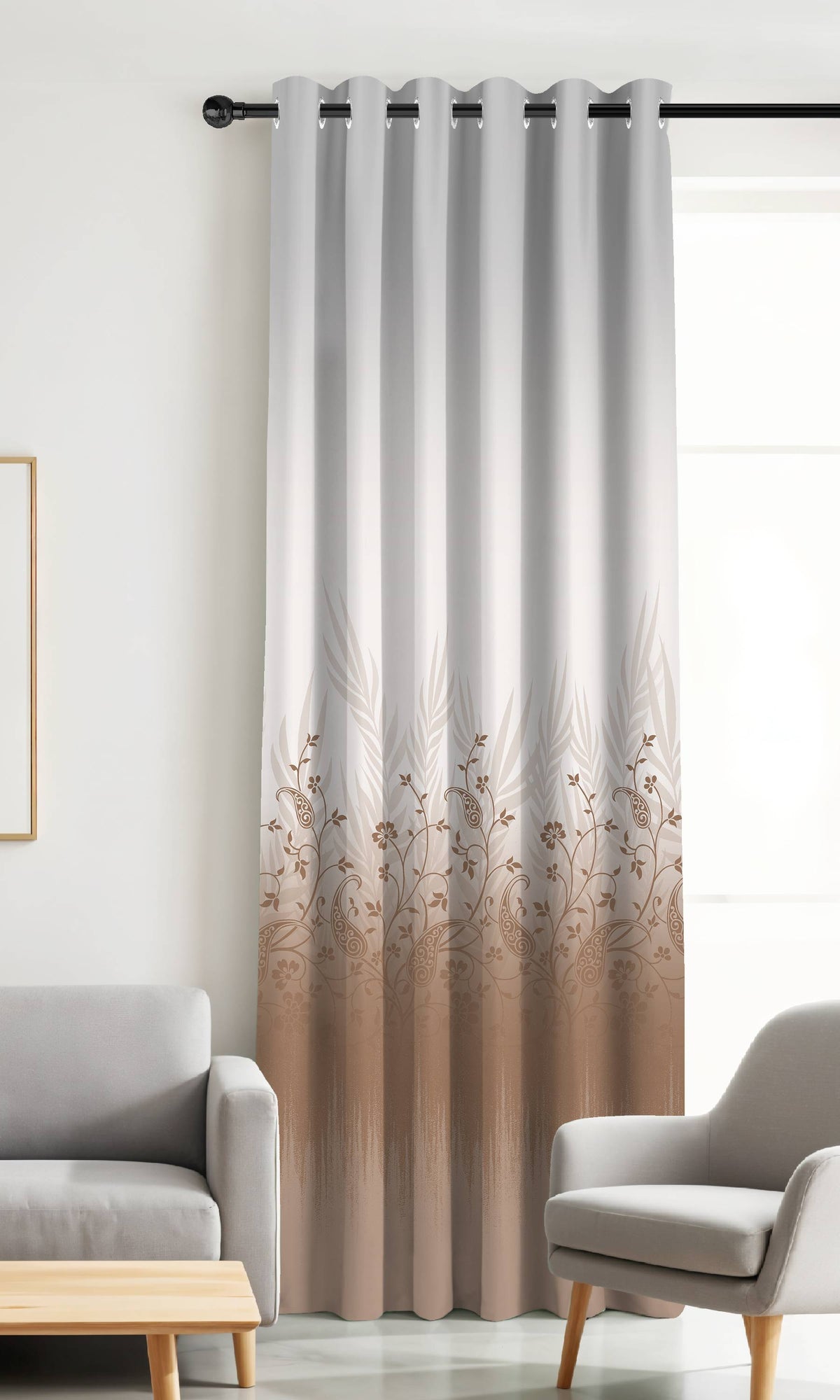 VINTORA CARAMEL PRINTED ROOM DARKENING CURTAIN