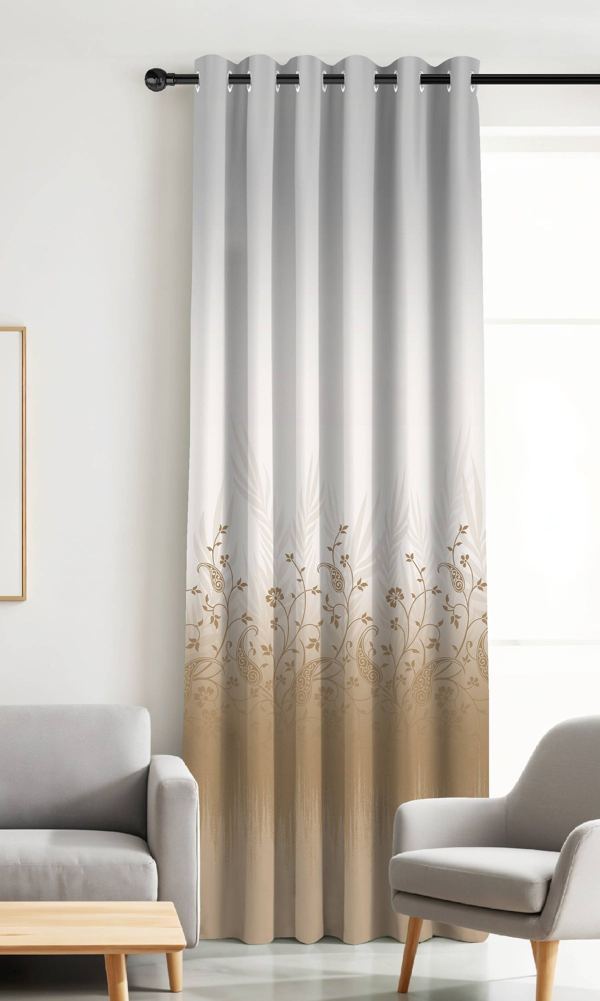 VINTORA CAMEL PRINTED ROOM DARKENING CURTAIN