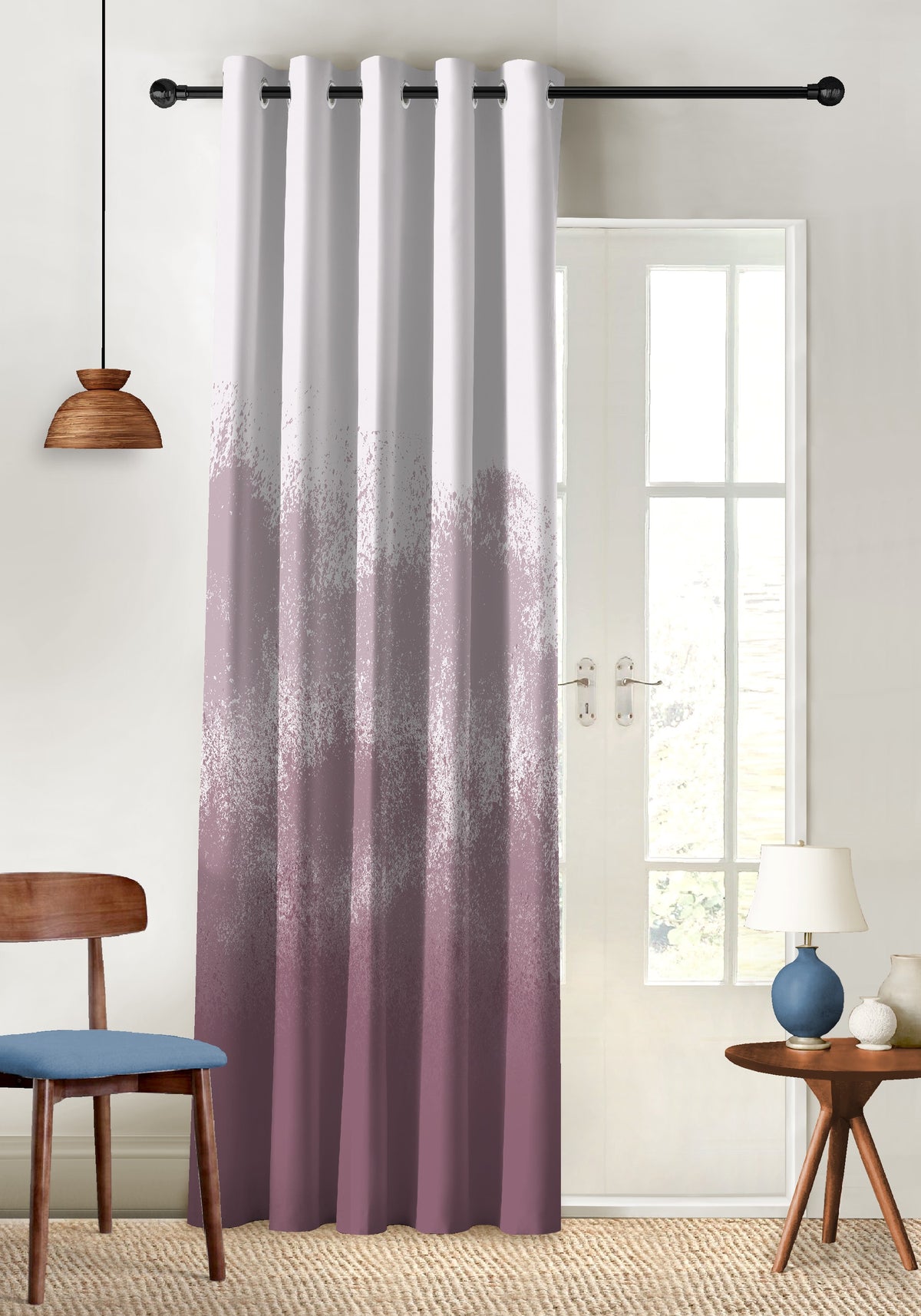 AUREX PURPLE PRINTED ROOM DARKENING CURTAIN