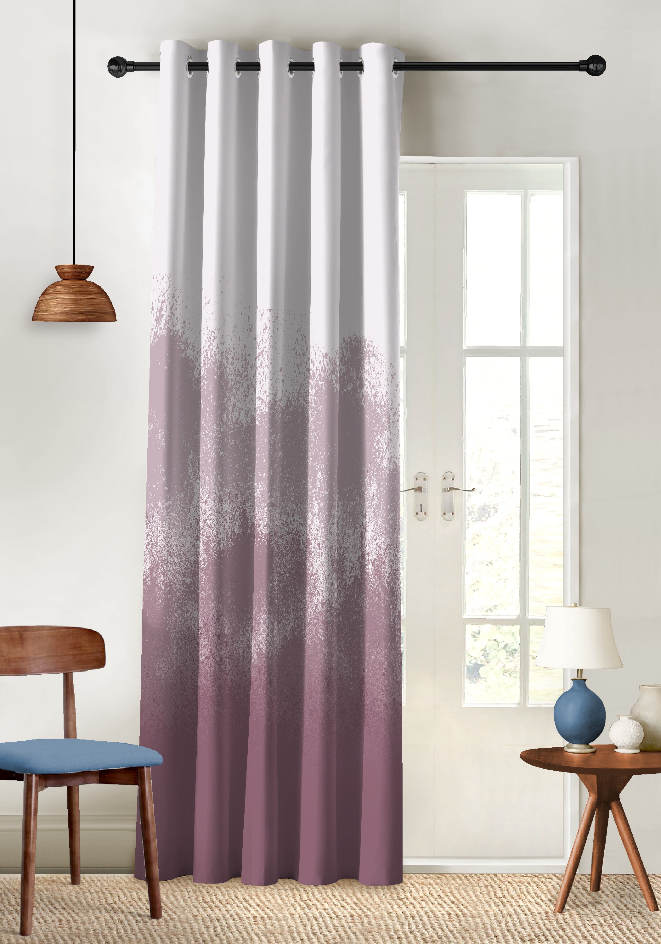 AUREX PURPLE PRINTED ROOM DARKENING CURTAIN