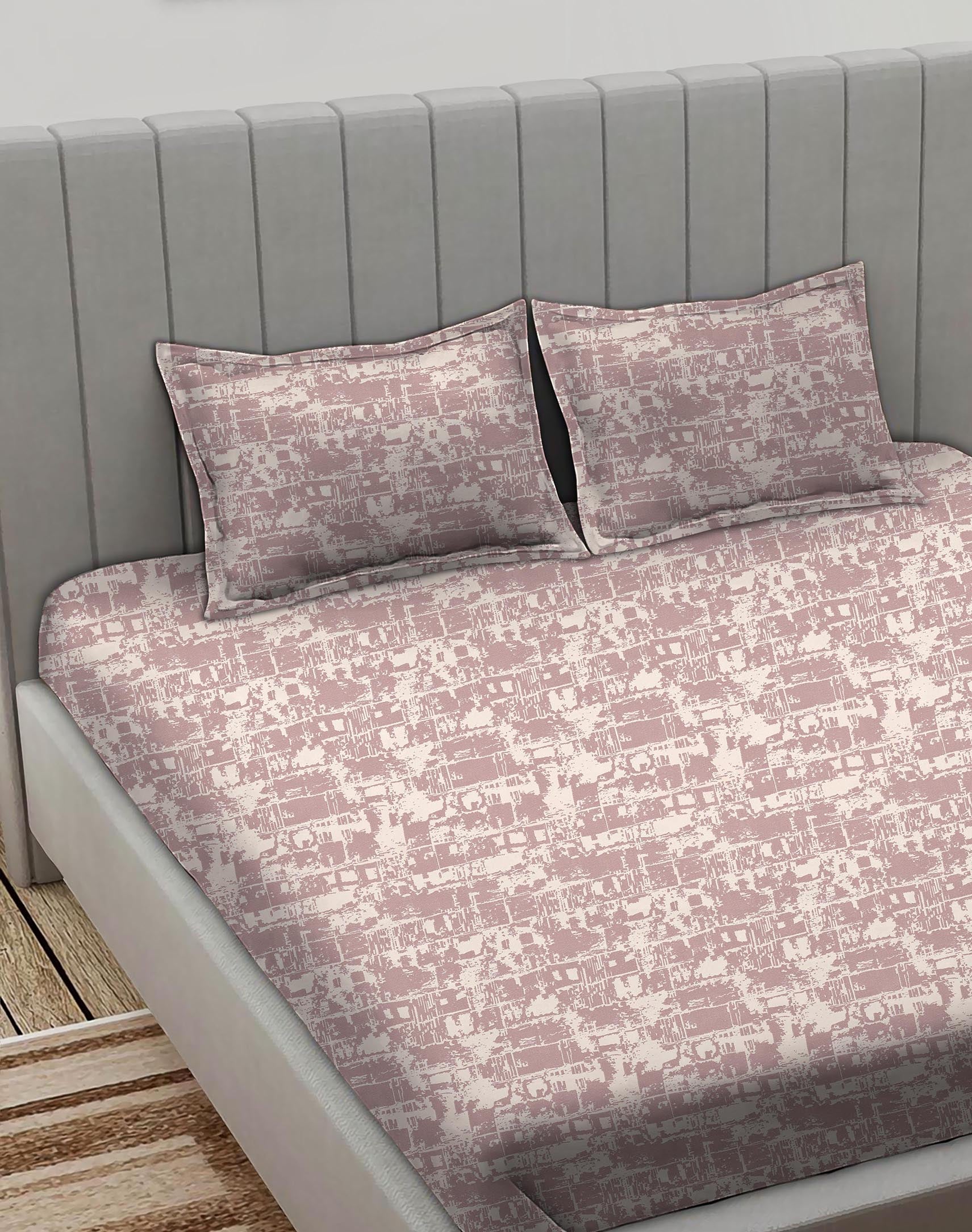 Leo L-Pink Bedcover for Double Bed with 2 PillowCovers King Size (104" X 90")