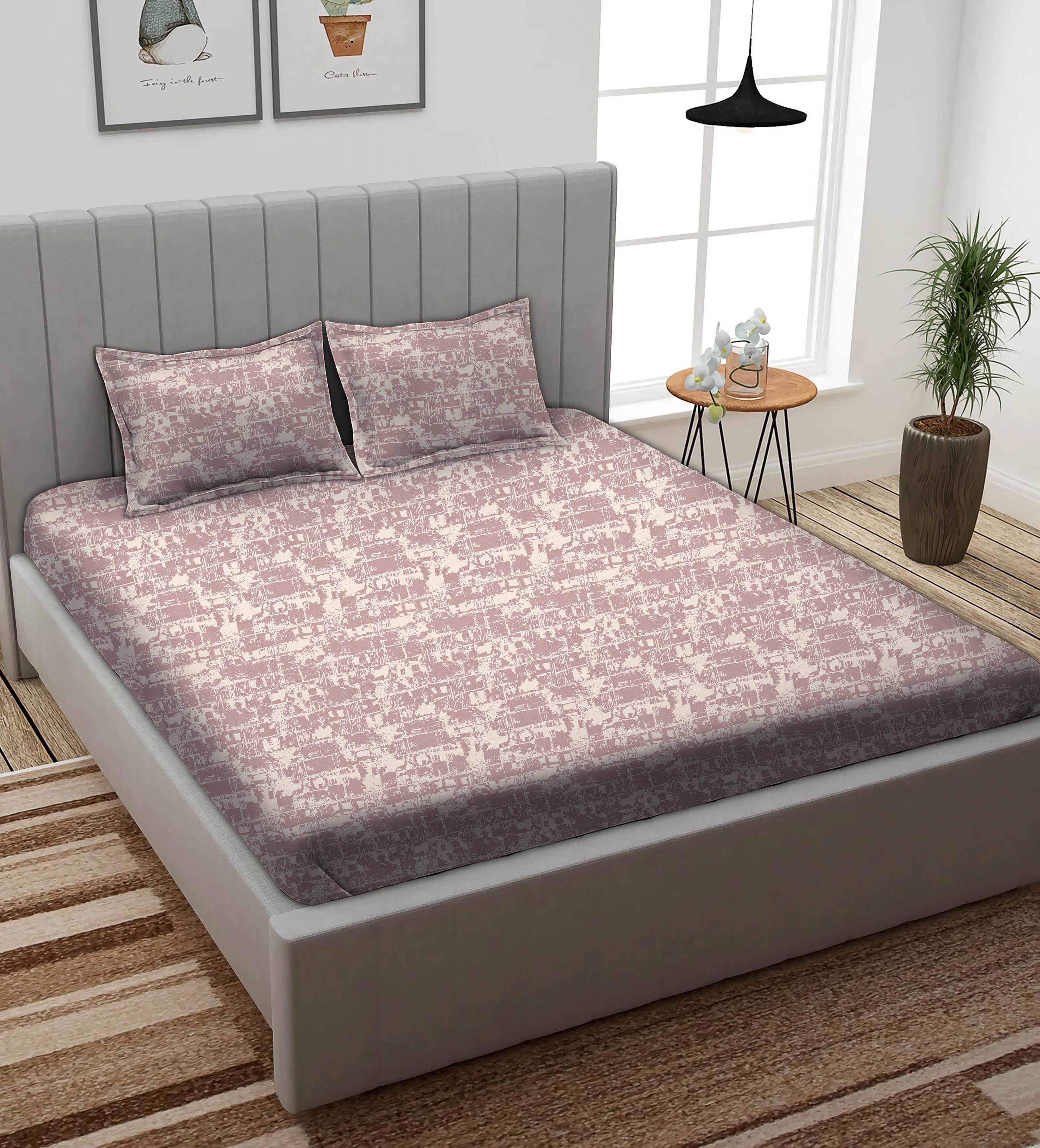 Leo L-Pink Bedcover for Double Bed with 2 PillowCovers King Size (104" X 90")