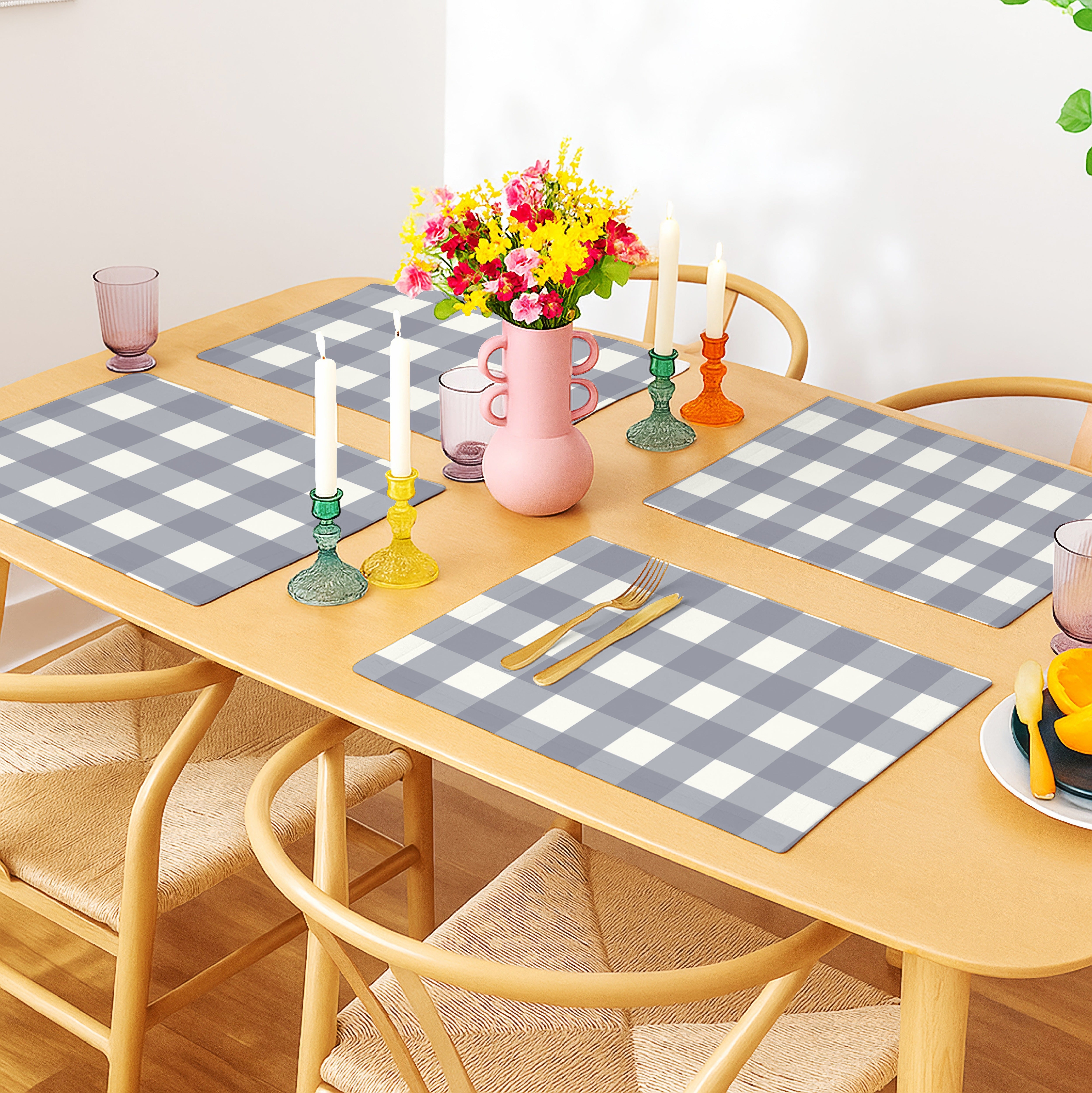 SPRING GALLERY GREY BIG CHECK REVERSIBLE PLACEMATS