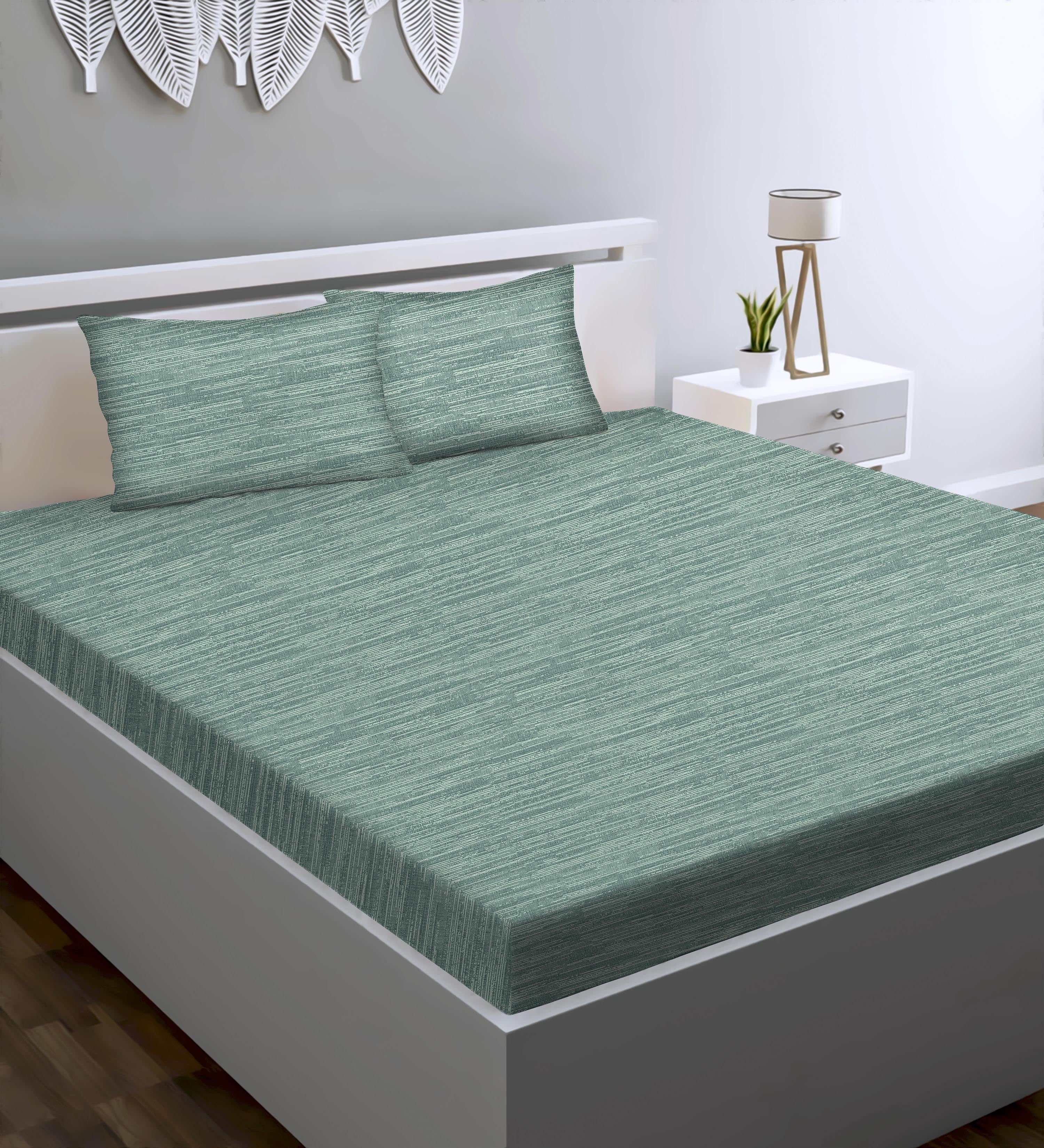 Petra Sea-Green Bedcover for Double Bed with 2 PillowCovers King Size (104" X 90")