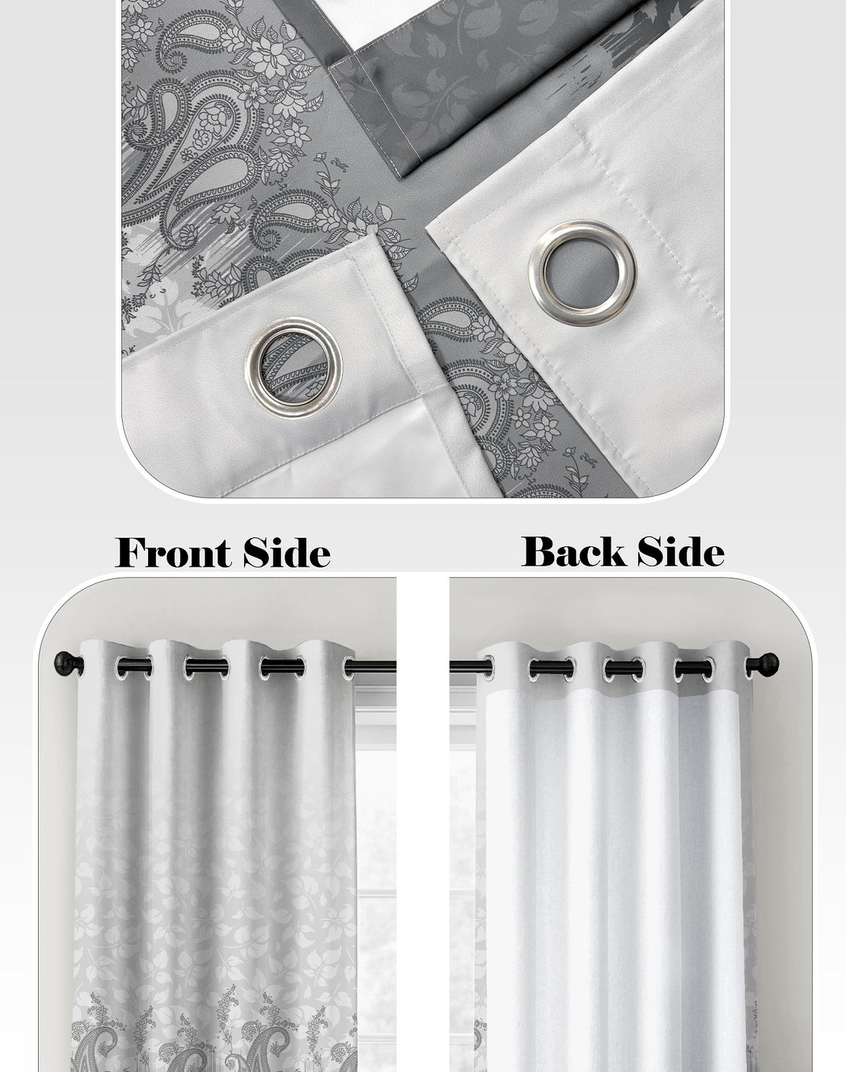 NAZAAKAT PEWTER GREY PRINTED ROOM DARKENING CURTAIN
