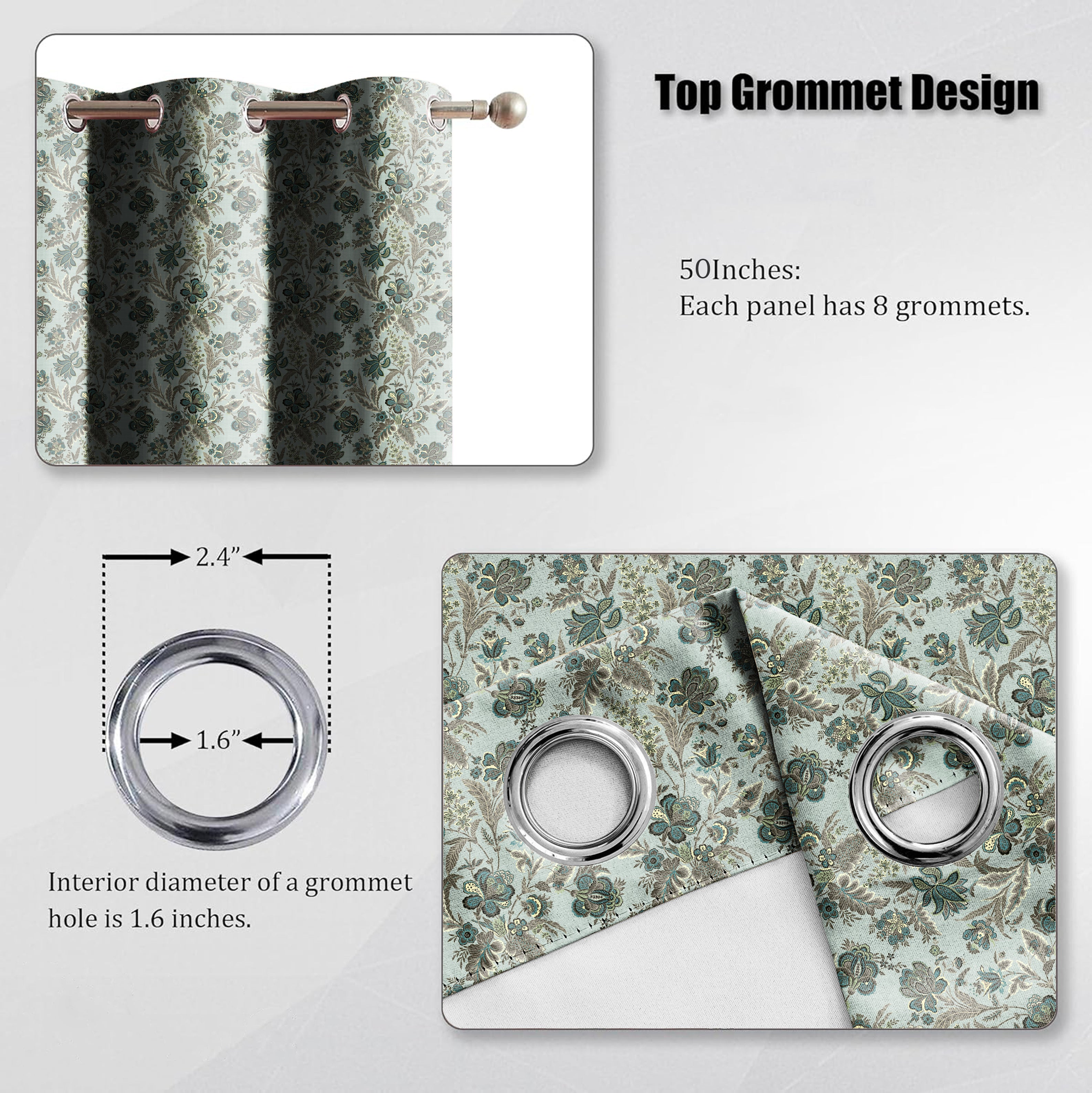 CALVIA MATTY GREEN PRINTED ROOM DARKENER CURTAIN