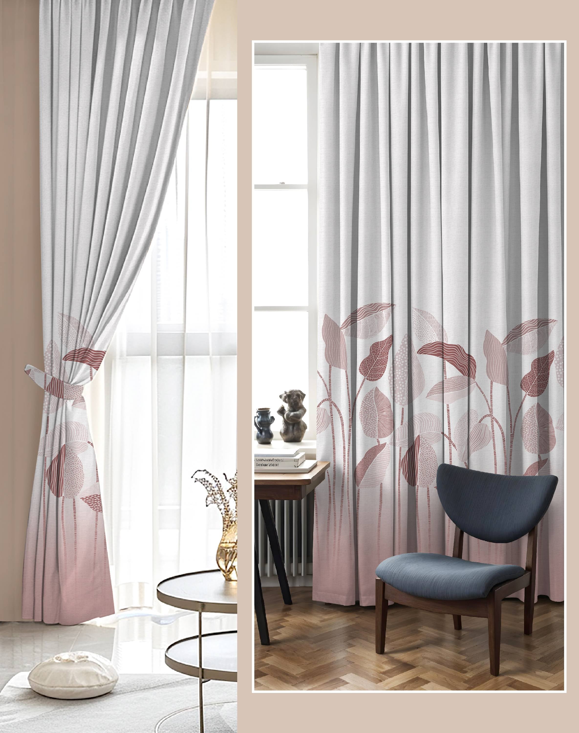 GRACE PEACH PRINTED ROOM DARKENING CURTAIN