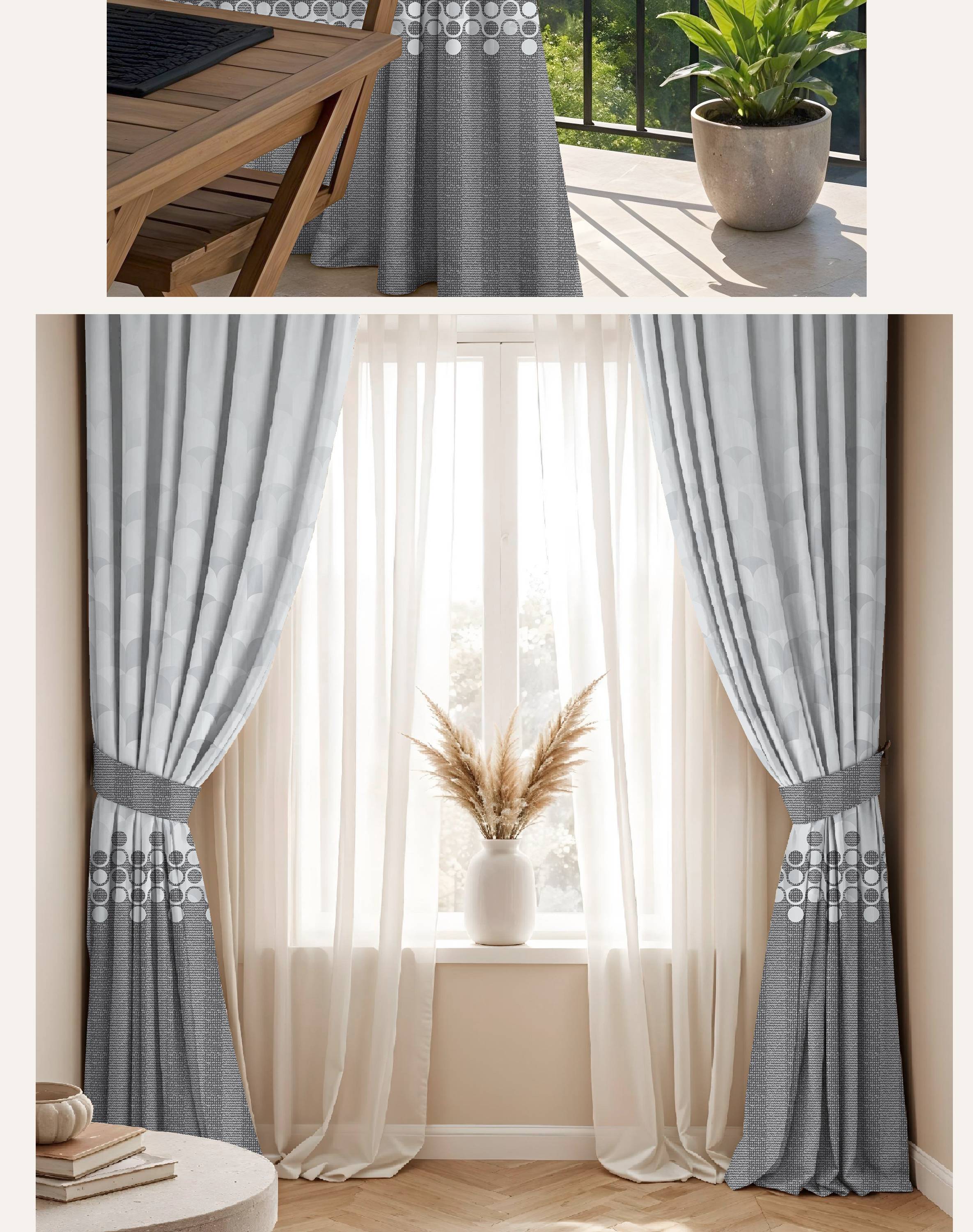 BLUSH GREY PRINTED ROOM DARKENING CURTAIN