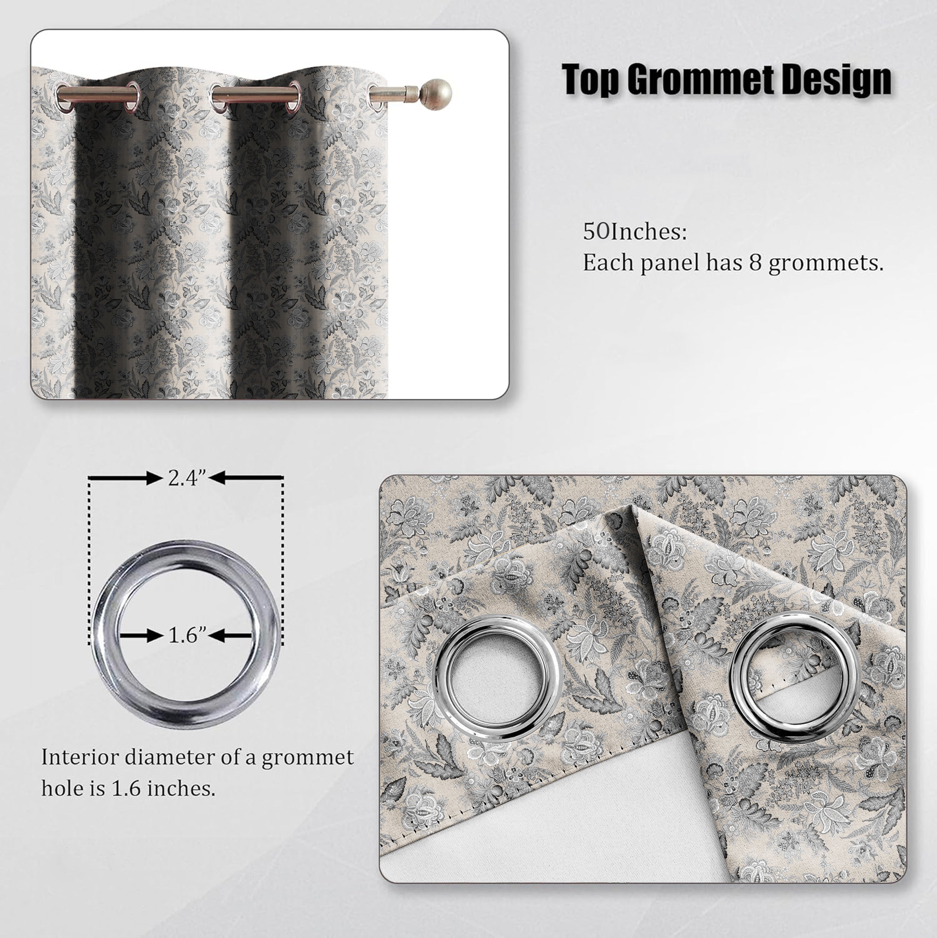 CALVIA MATTY GREY PRINTED ROOM DARKENER CURTAIN