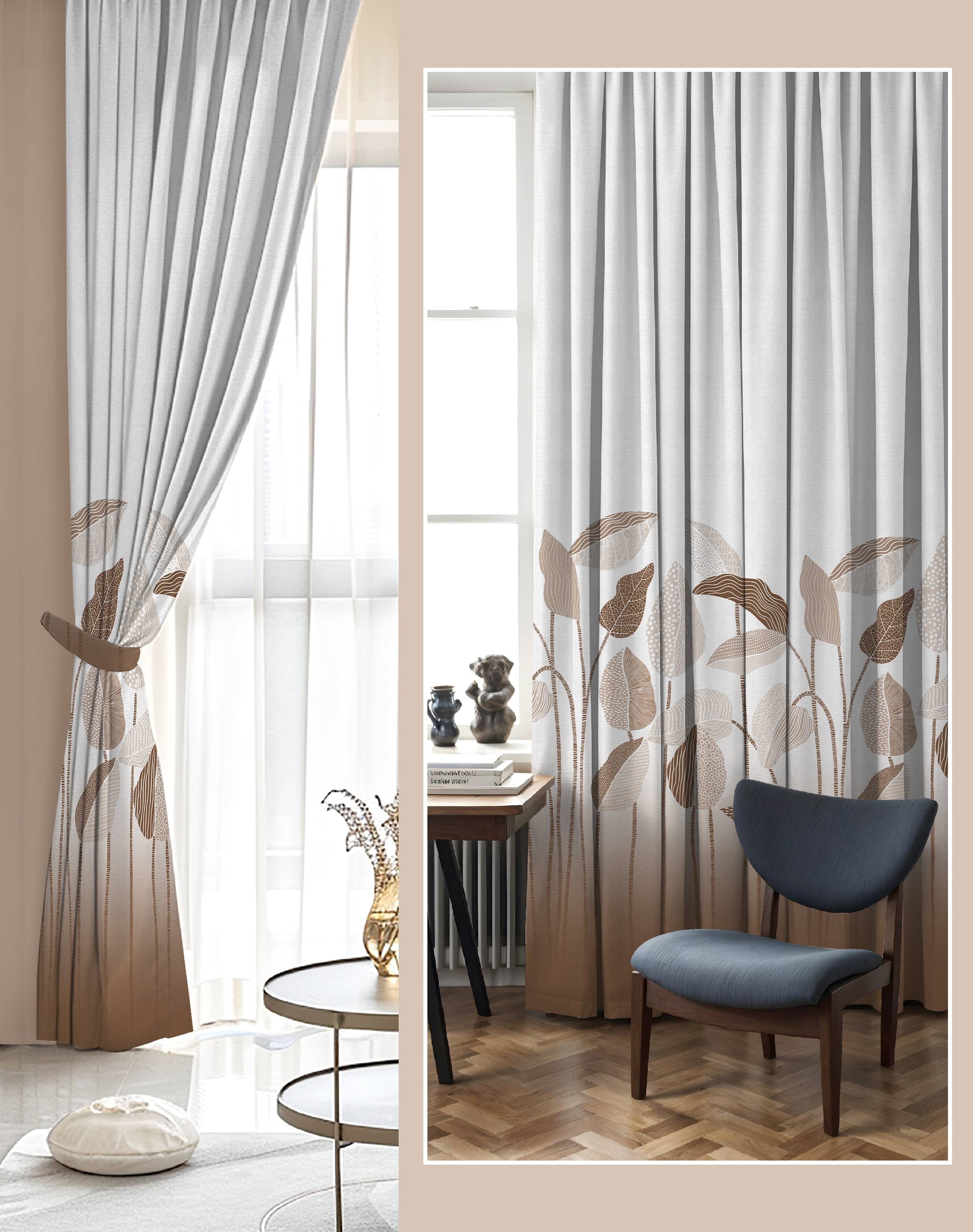 GRACE COFFEE PRINTED ROOM DARKENING CURTAIN
