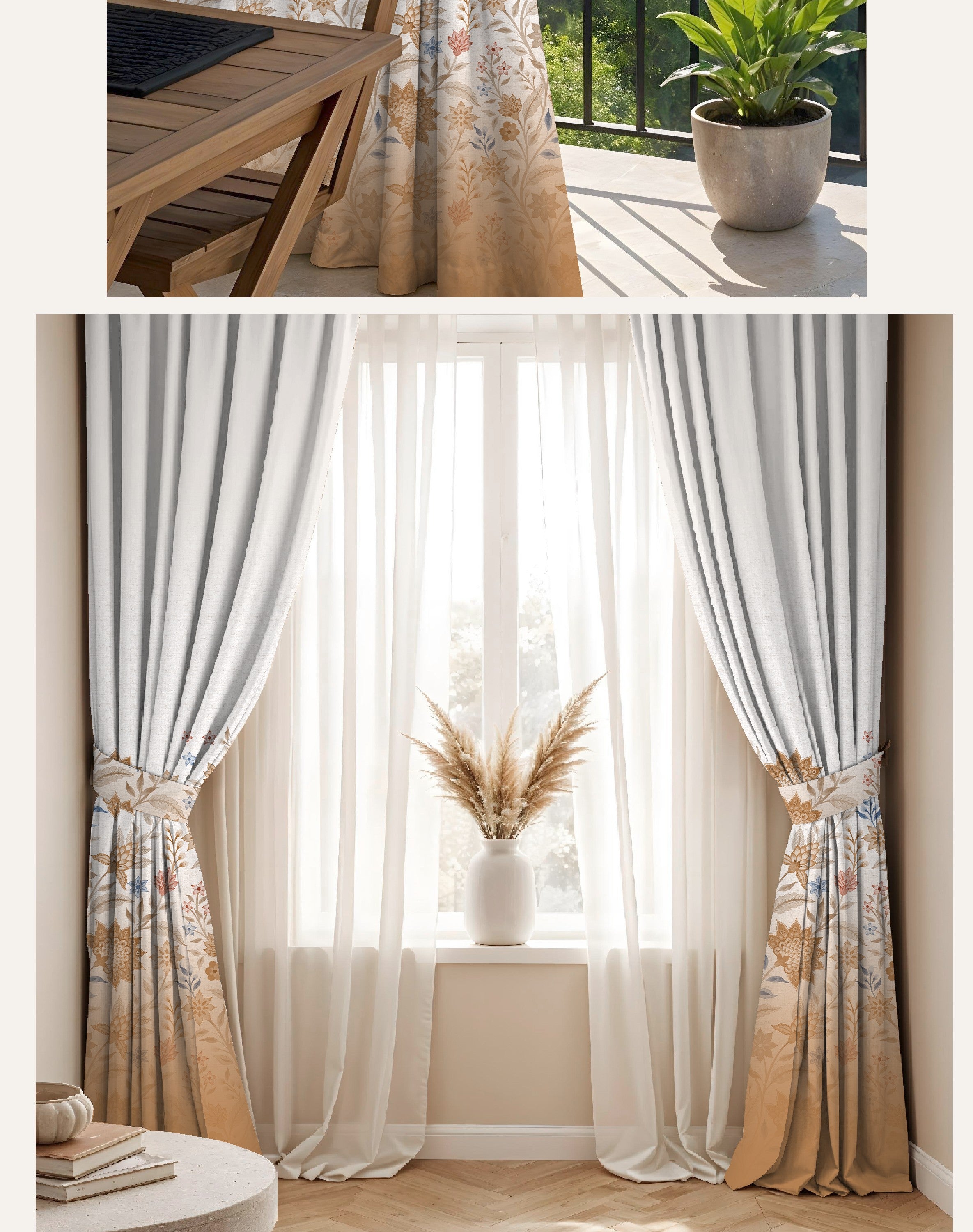 MAGNOLIA BROWN PRINTED ROOM DARKENING CURTAIN