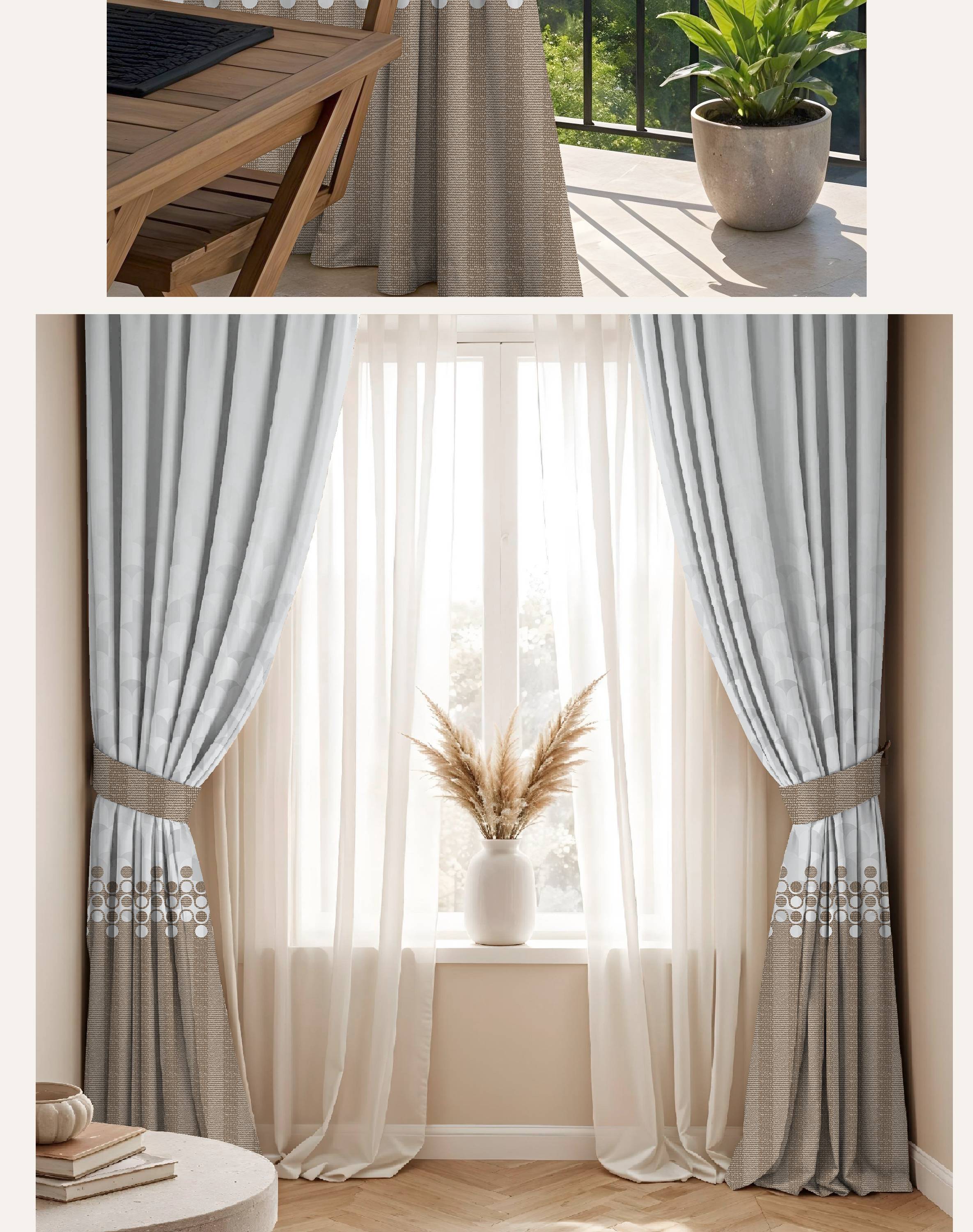 BLUSH COFFEE PRINTED ROOM DARKENING CURTAIN