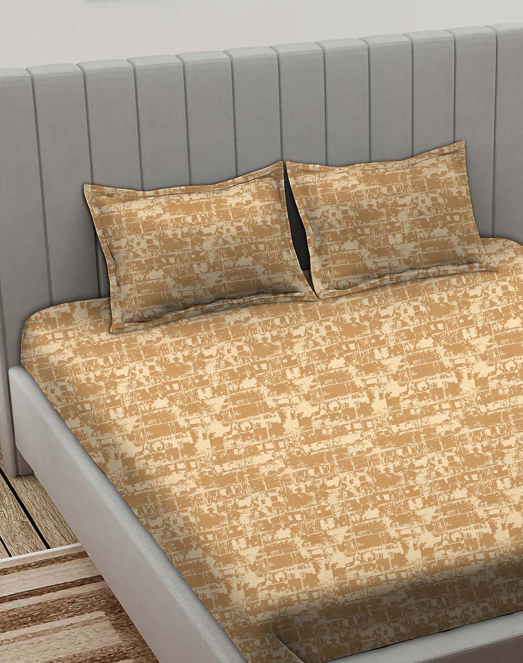 Leo Yellow Bedcover for Double Bed with 2 PillowCovers King Size (104" X 90")