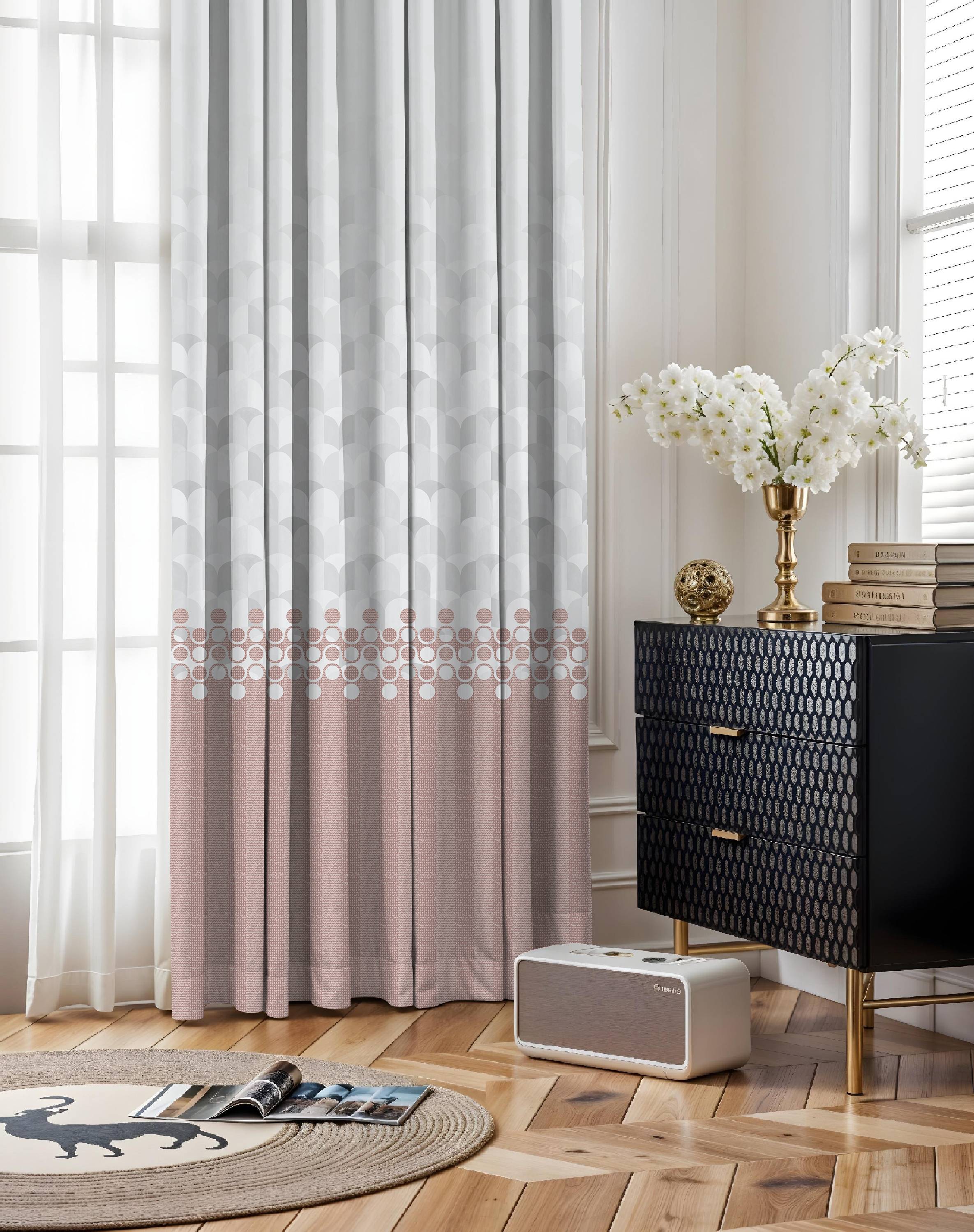 BLUSH PINK PRINTED ROOM DARKENING CURTAIN