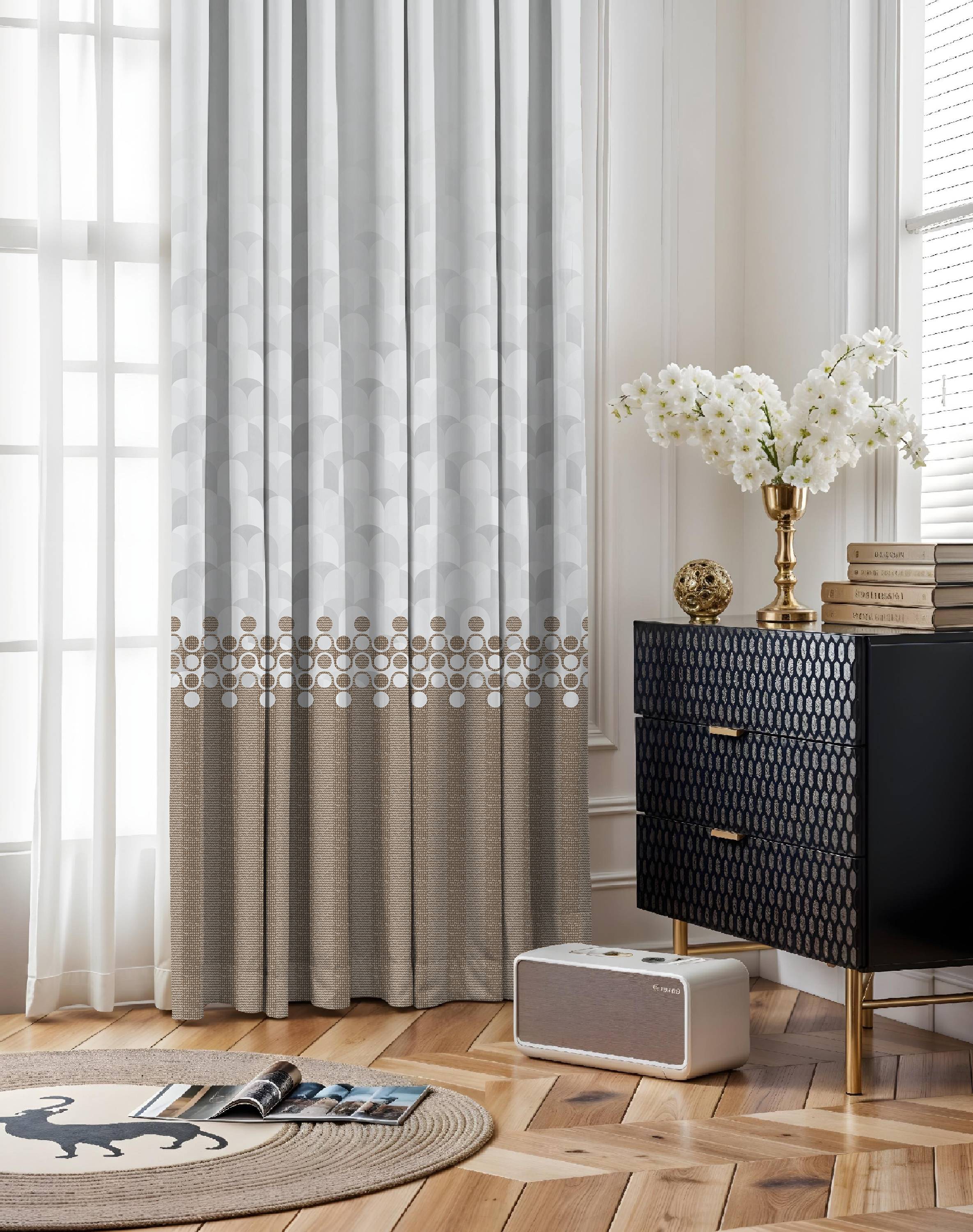 BLUSH COFFEE PRINTED ROOM DARKENING CURTAIN