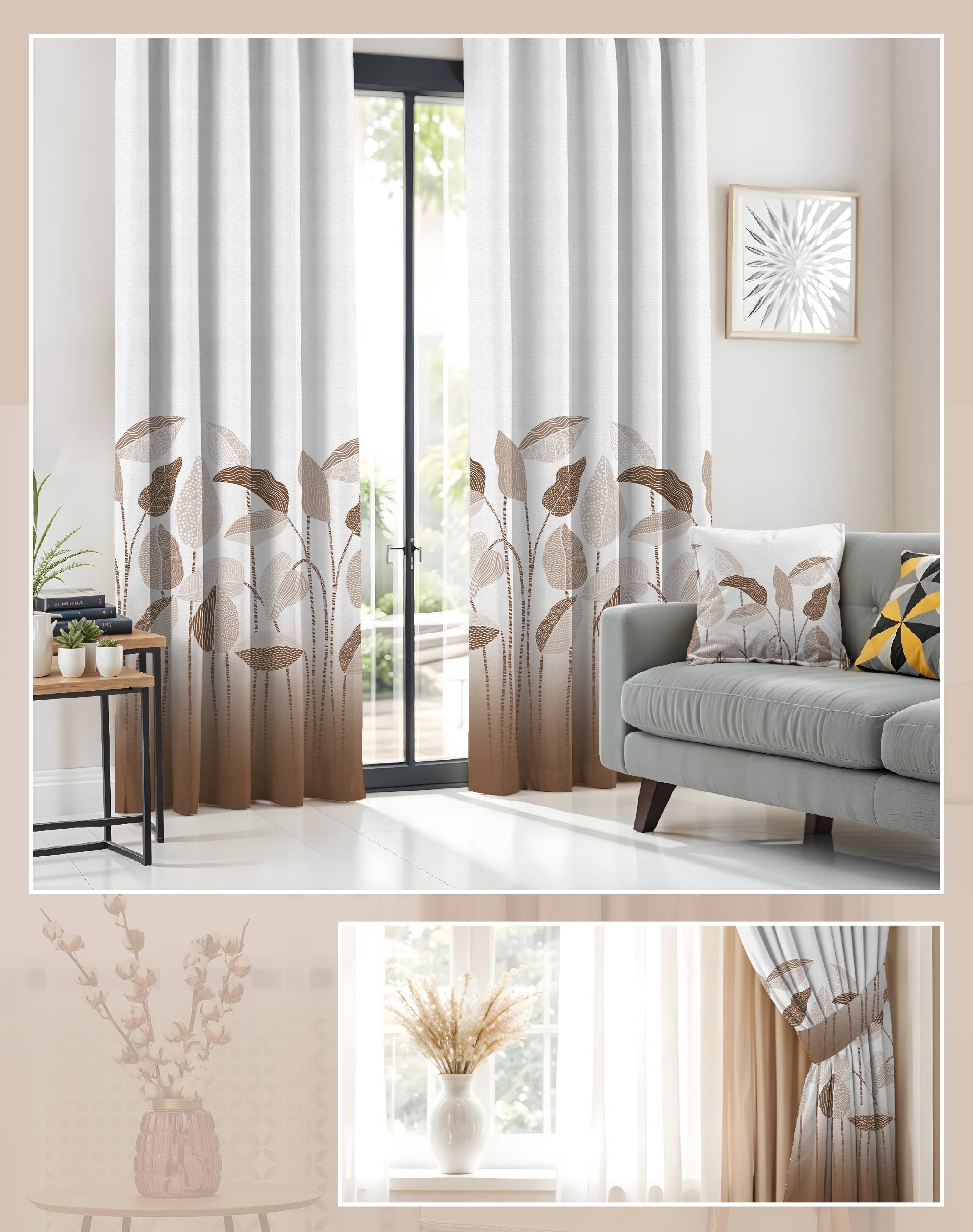 GRACE COFFEE PRINTED ROOM DARKENING CURTAIN