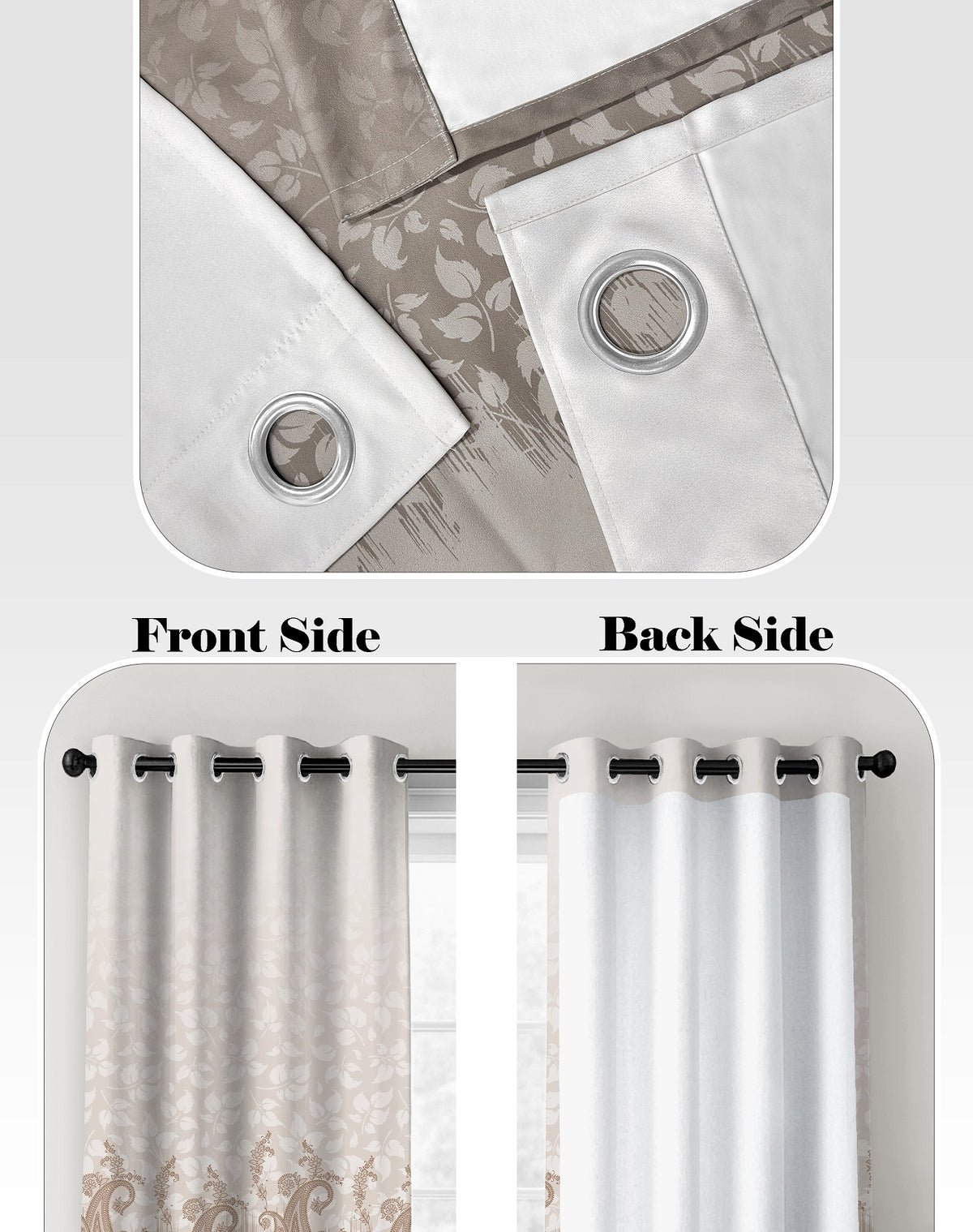 NAZAAKAT TAUPE PRINTED ROOM DARKENING CURTAIN