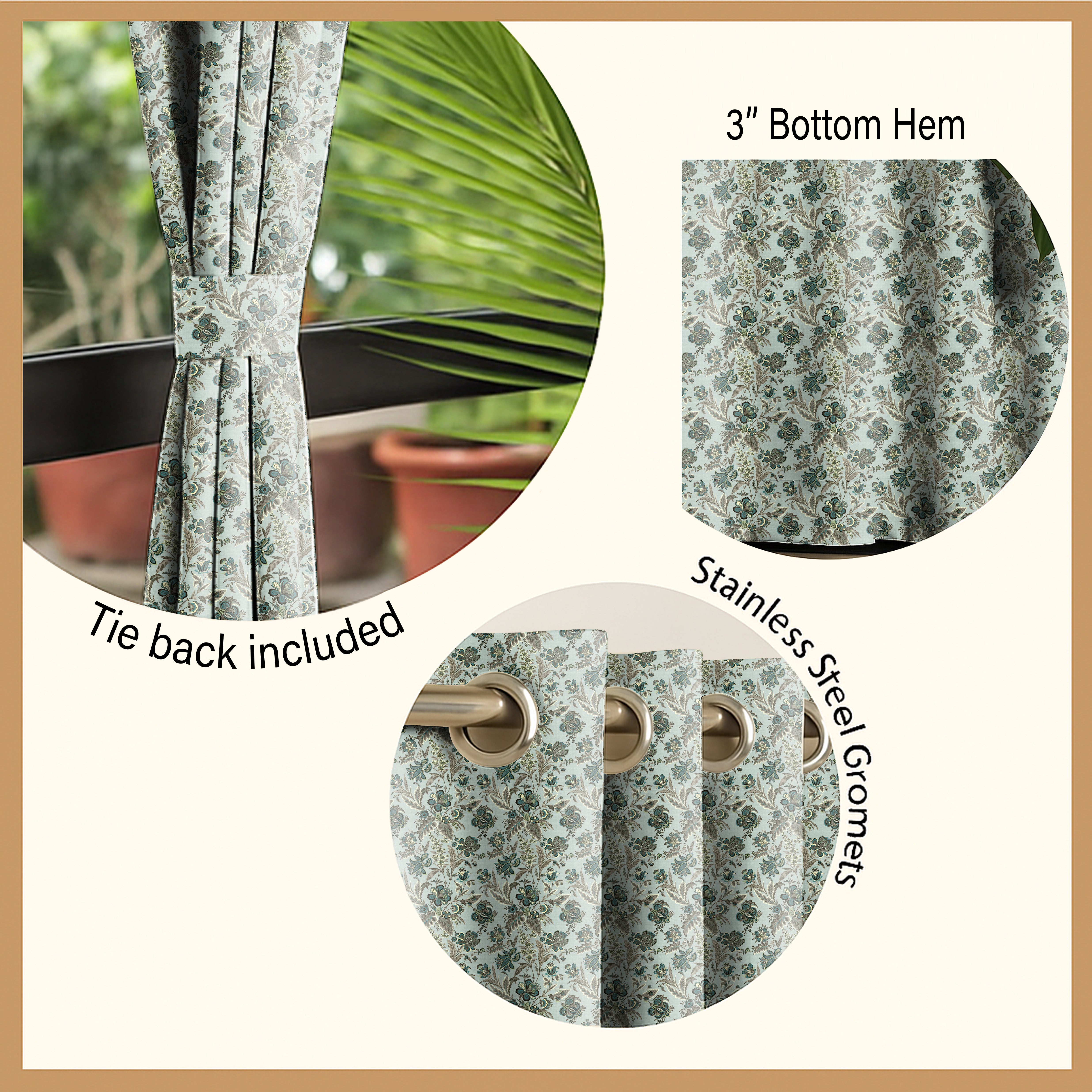 CALVIA MATTY GREEN PRINTED ROOM DARKENER CURTAIN