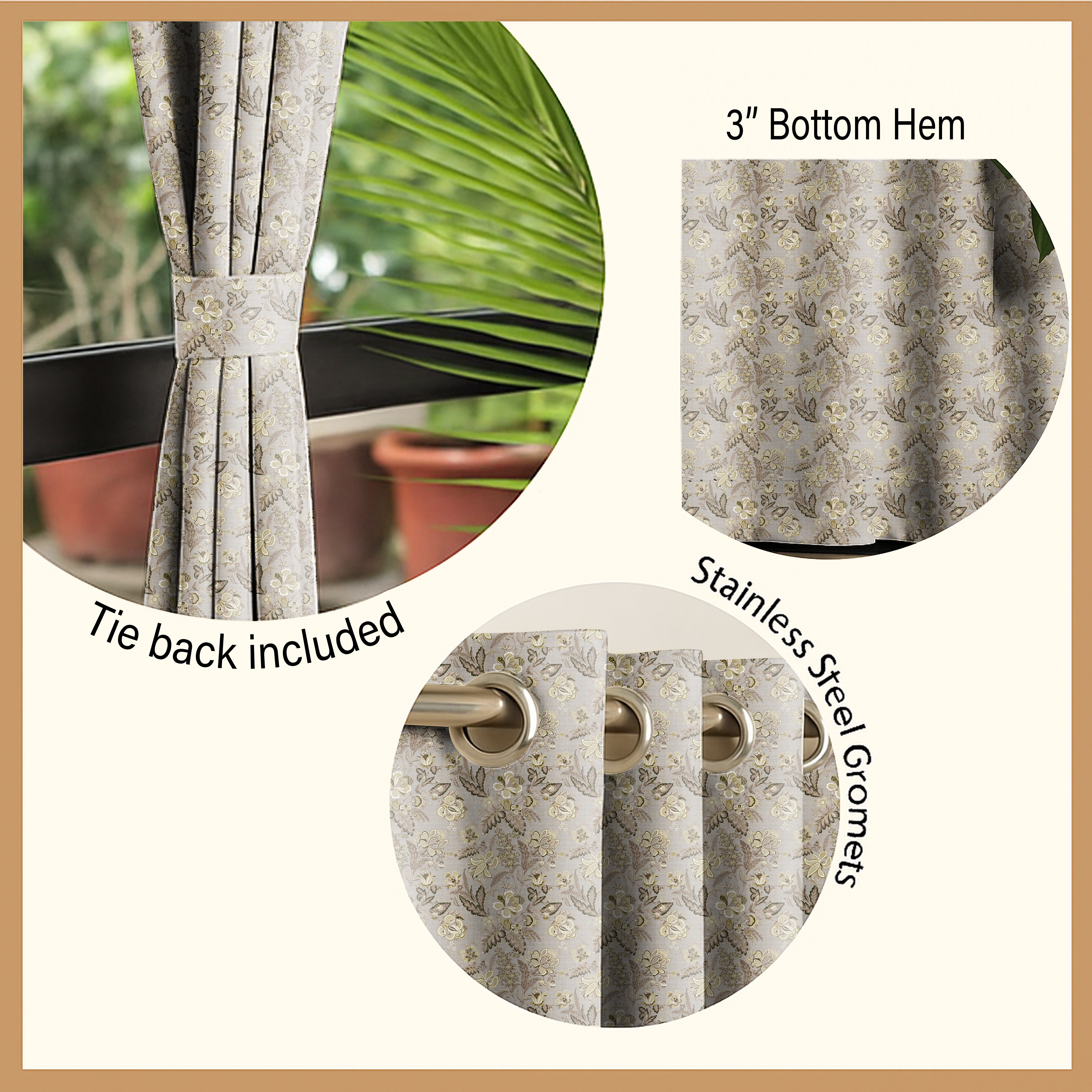 CALVIA MATTY OLIVE GREEN PRINTED ROOM DARKENER CURTAIN