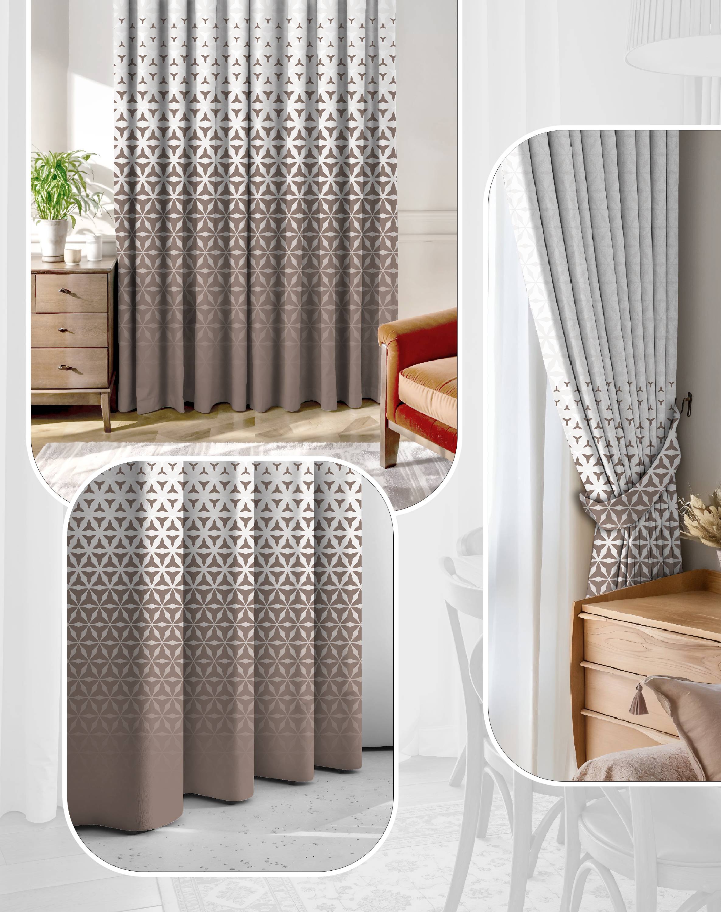 AURA TAUPE PRINTED ROOM DARKENING CURTAIN