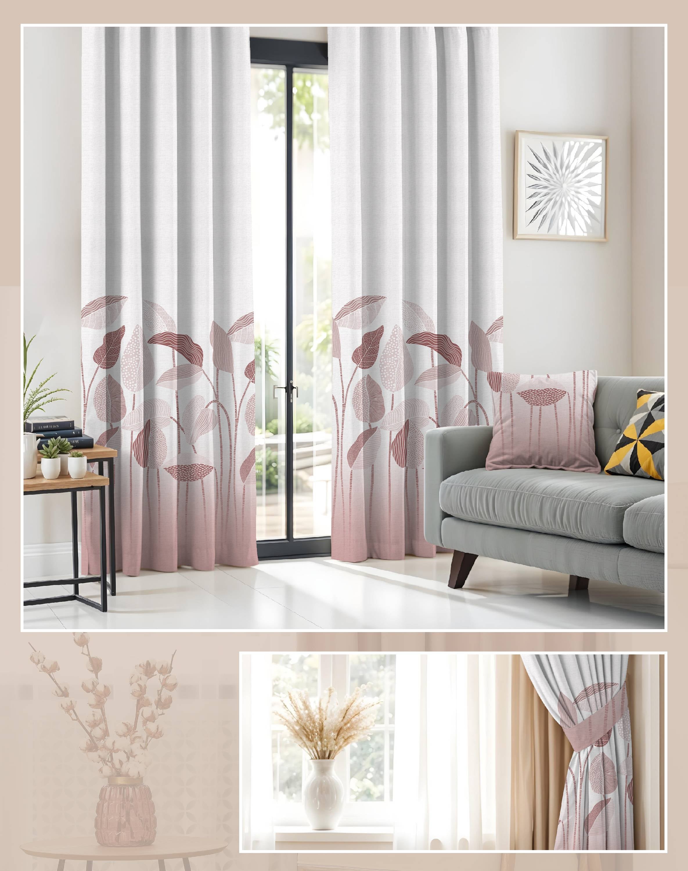 GRACE PEACH PRINTED ROOM DARKENING CURTAIN