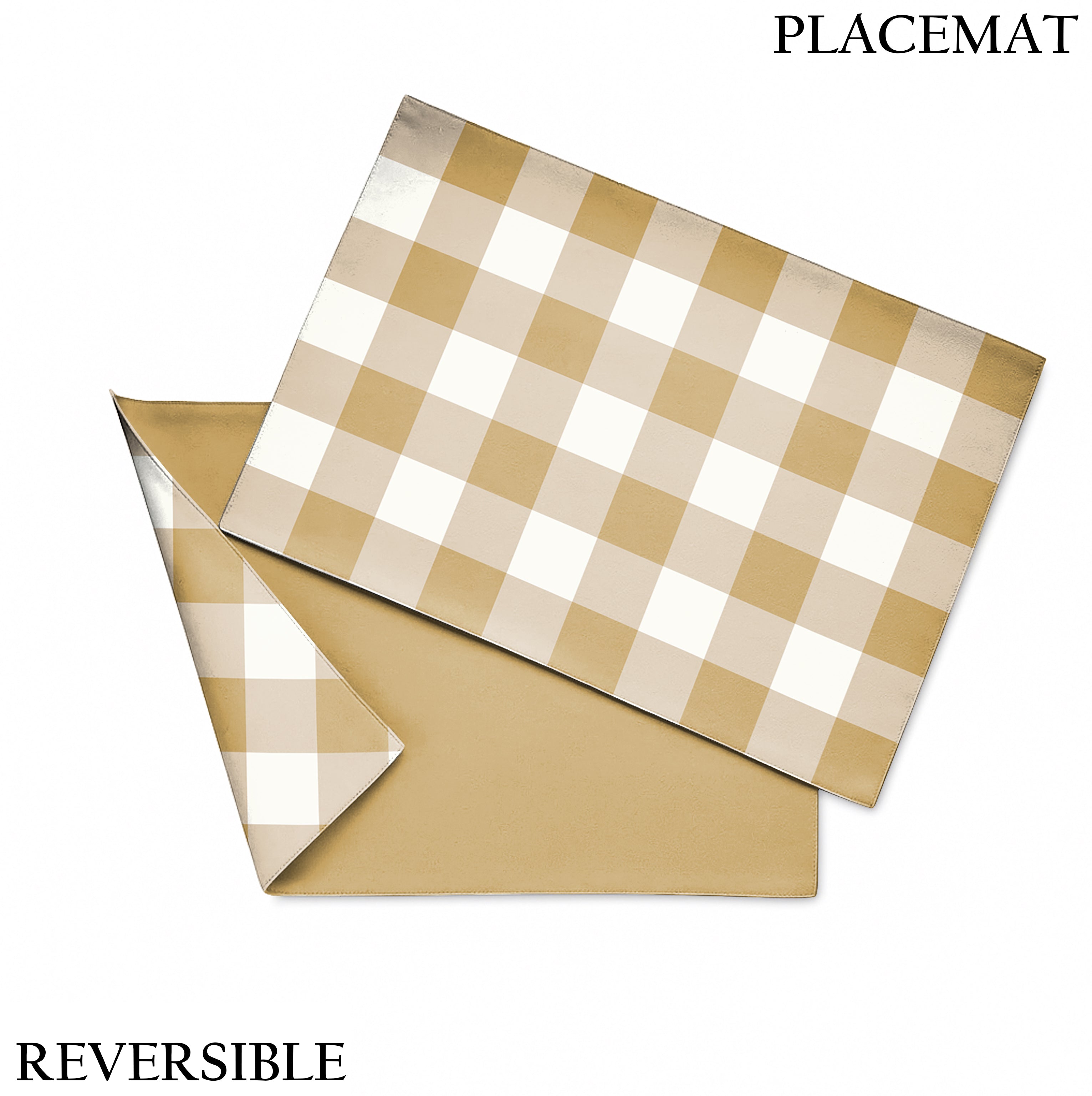 SPRING GALLERY SAND BROWN BIG CHECK REVERSIBLE PLACEMATS