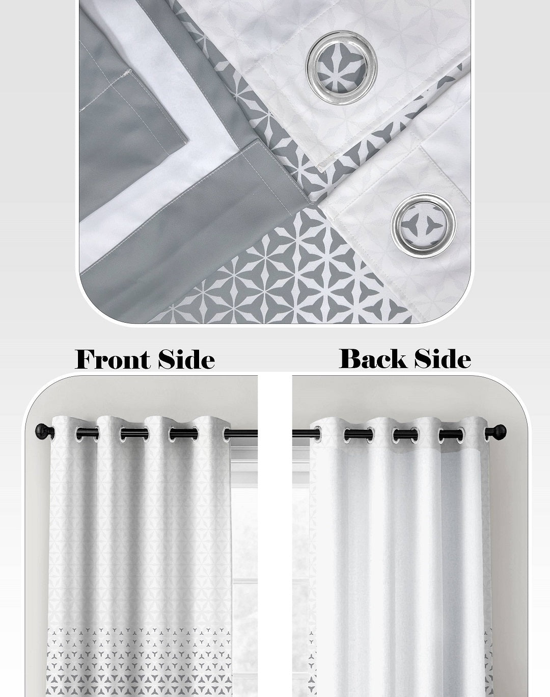 AURA GREY PRINTED ROOM DARKENING CURTAIN