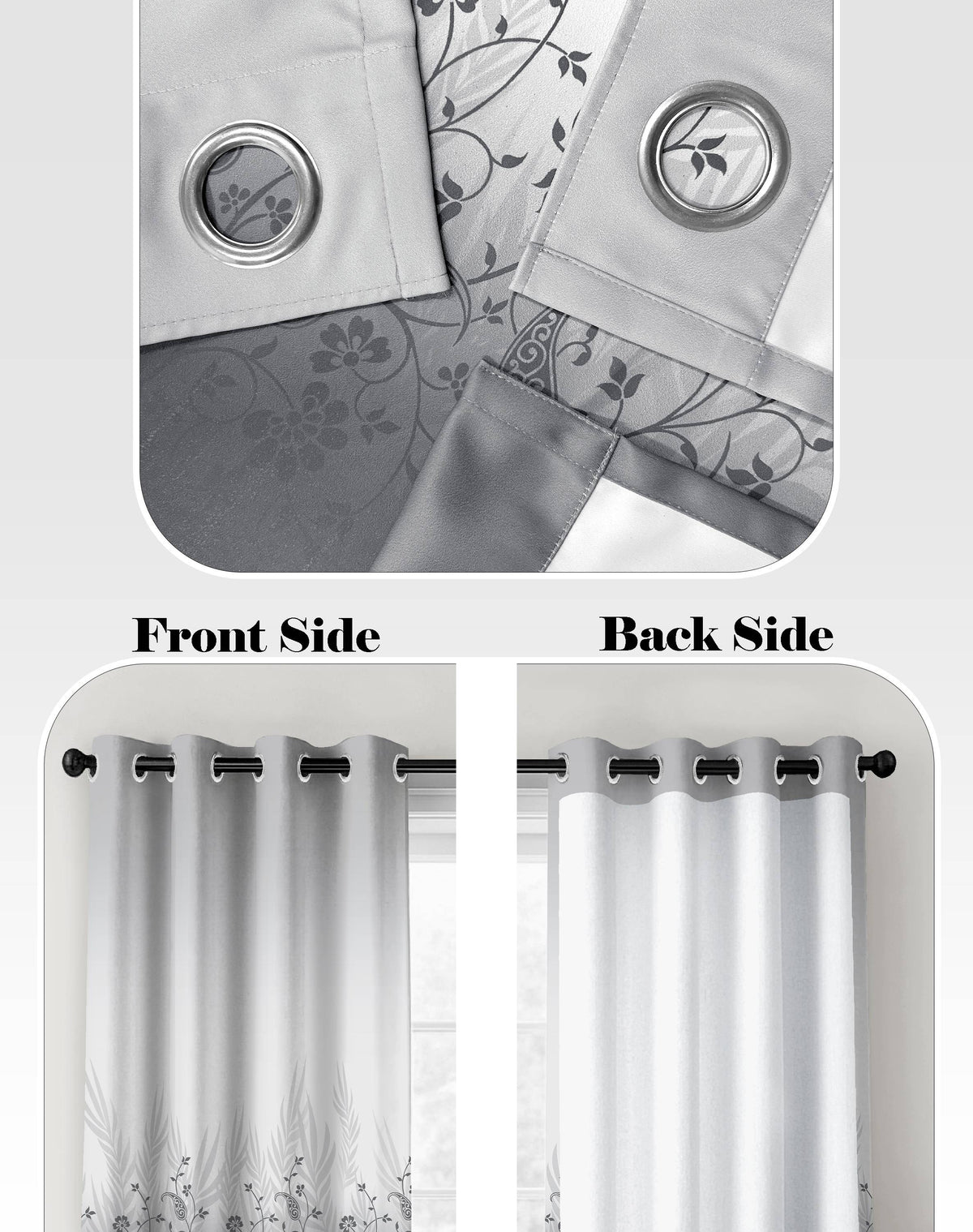 VINTORA GREY PRINTED ROOM DARKENING CURTAIN