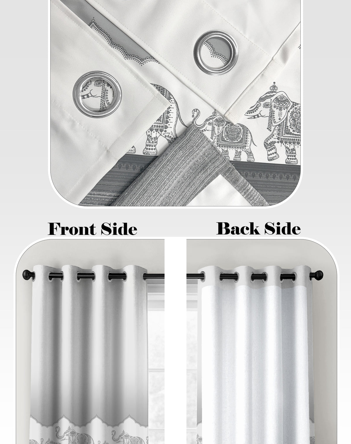HERITAGE LIGHT GREY PRINTED ROOM DARKENING CURTAIN