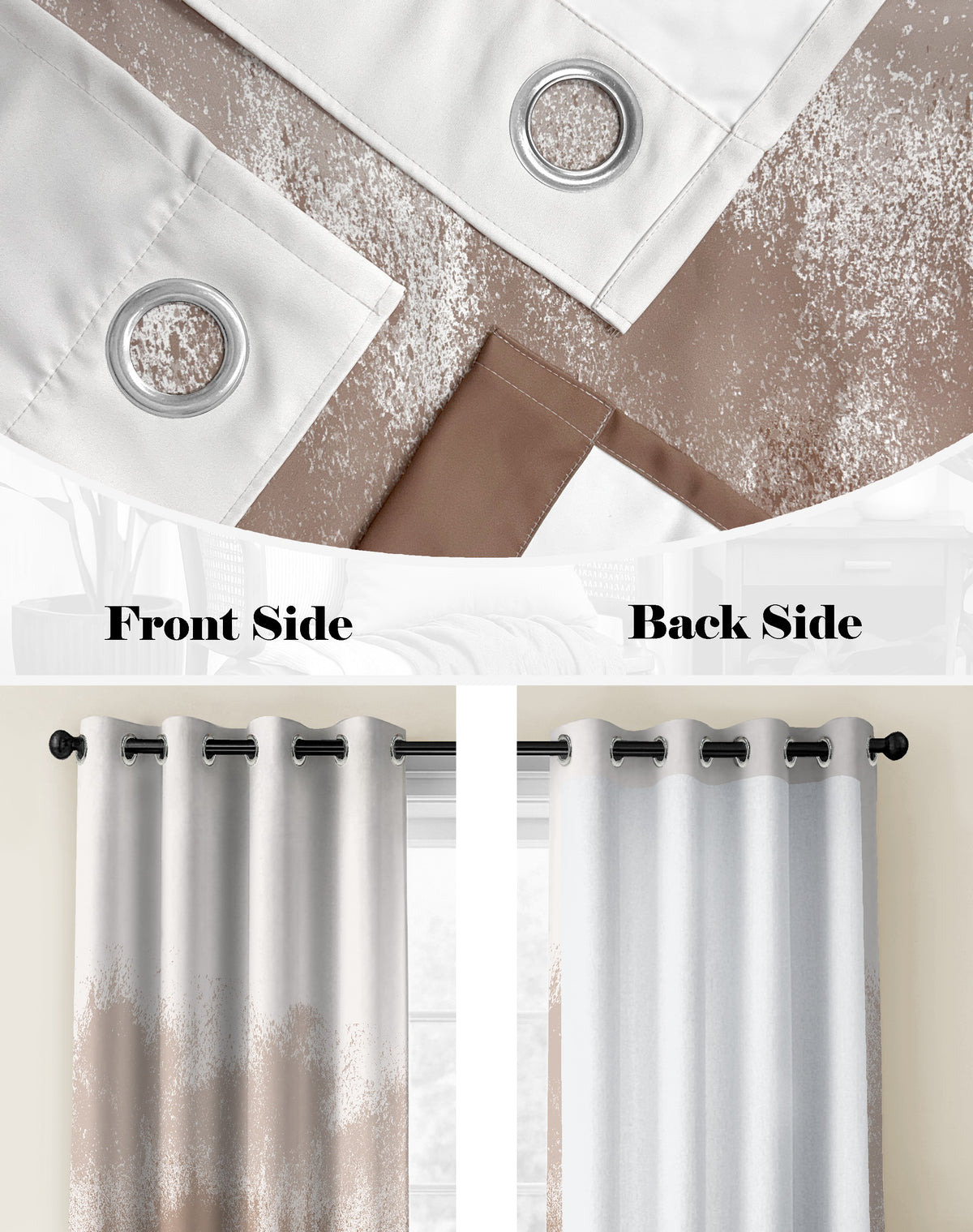 AUREX  SOFT BROWN PRINTED ROOM DARKENING CURTAIN