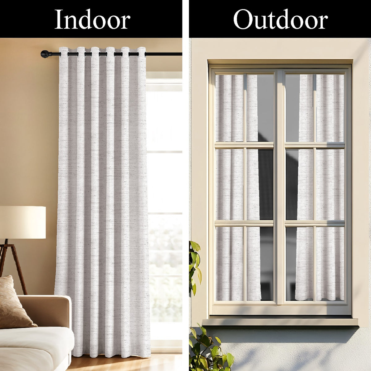 LINARA IVORY PRINTED ROOM DARKENING CURTAIN