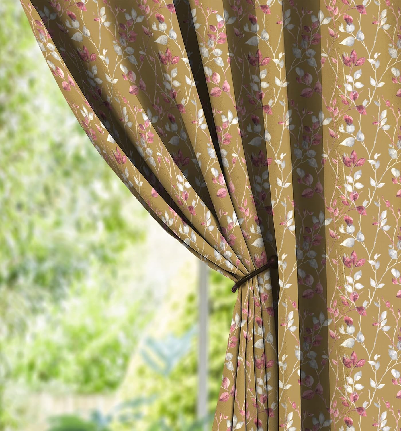 CAMAS YELLOW CURTAIN PRINTED FOR LIVING & BEDROOM