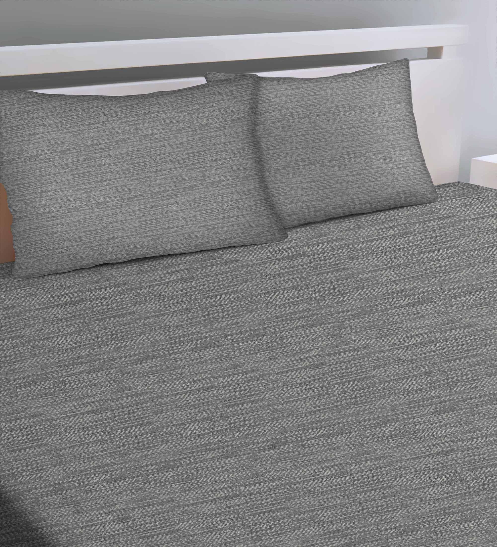 Petra Tex Grey Bedcover for Double Bed with 2 PillowCovers King Size (104" X 90")