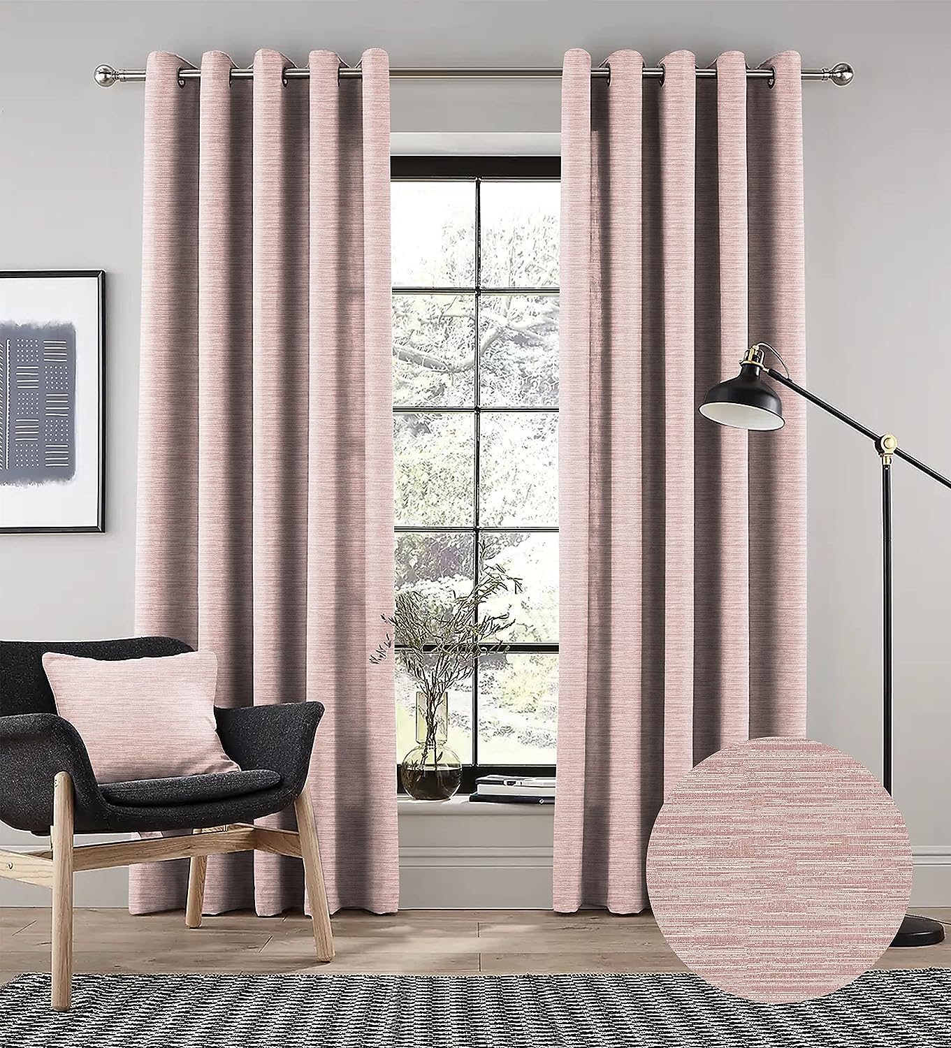 PETRA BABY PINK PRINTED BLACKOUT CURTAIN