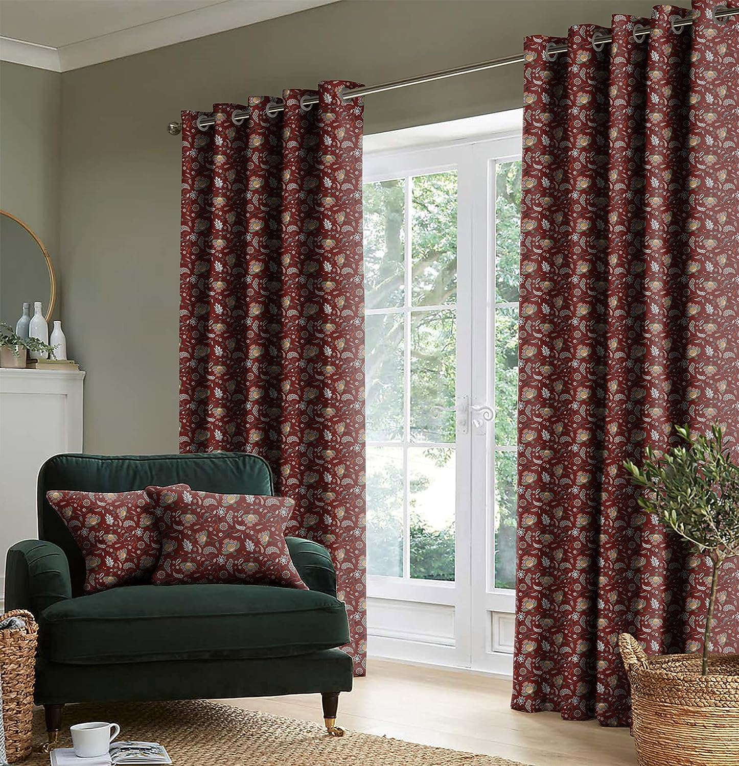 Maroon Living Room Curtains | Baci Living Room