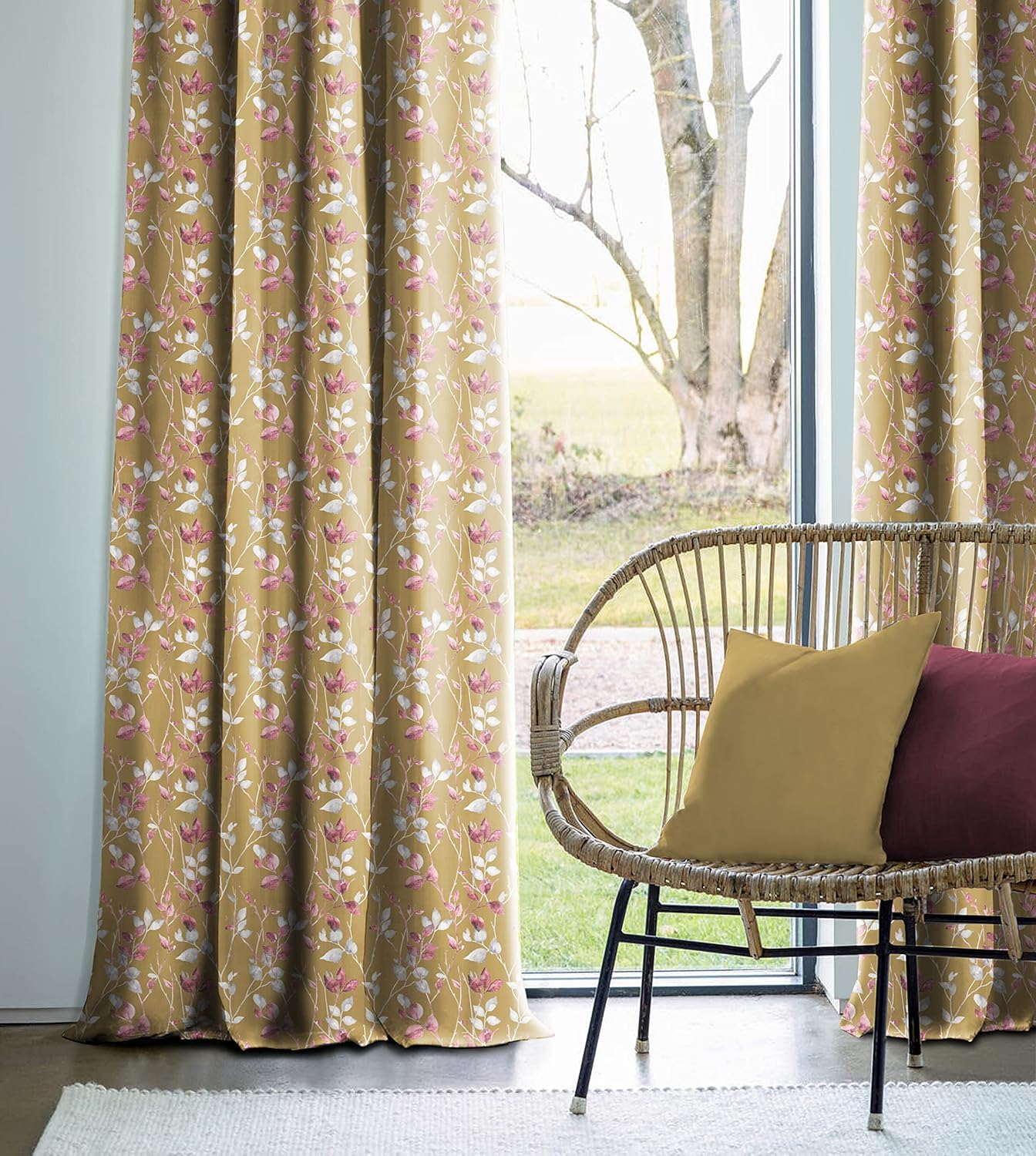 CAMAS YELLOW CURTAIN PRINTED FOR LIVING & BEDROOM