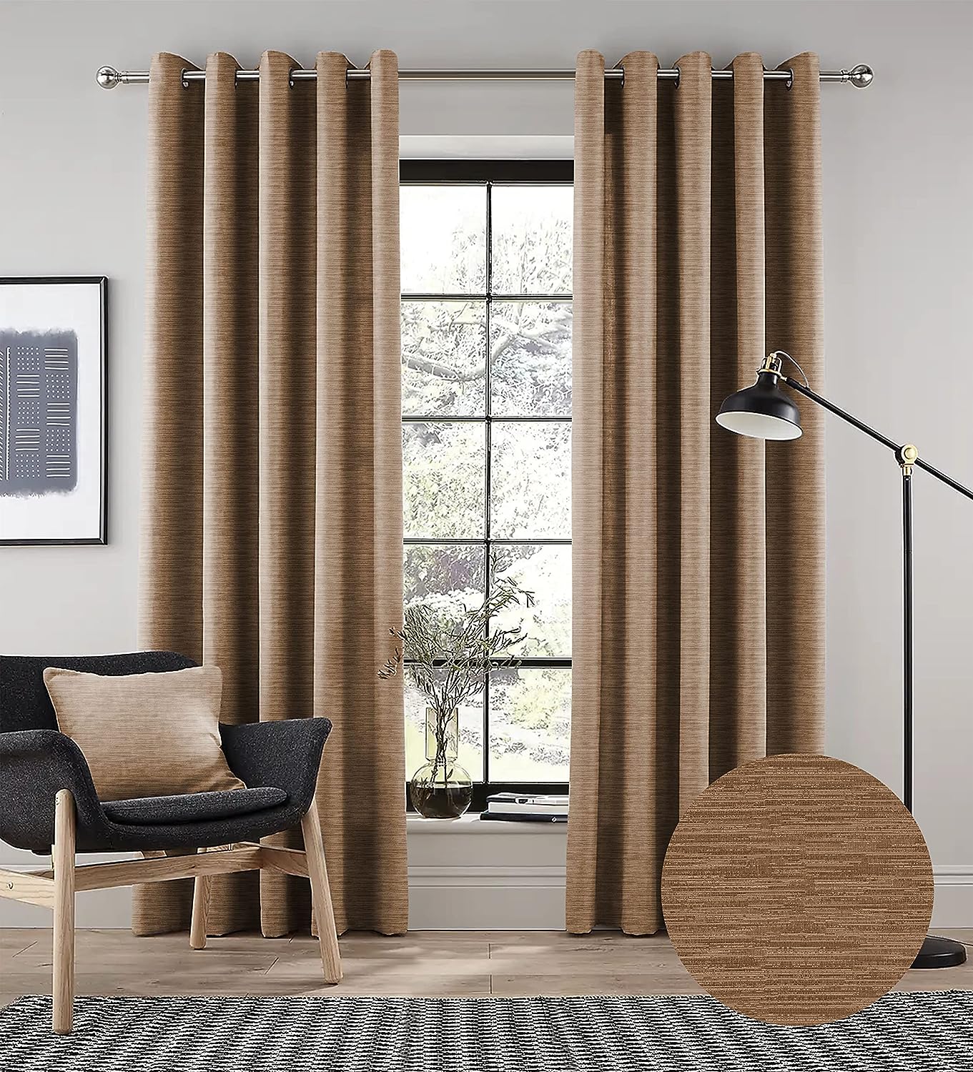 PETRA TEX COFFEE PRINTED BLACKOUT CURTAIN