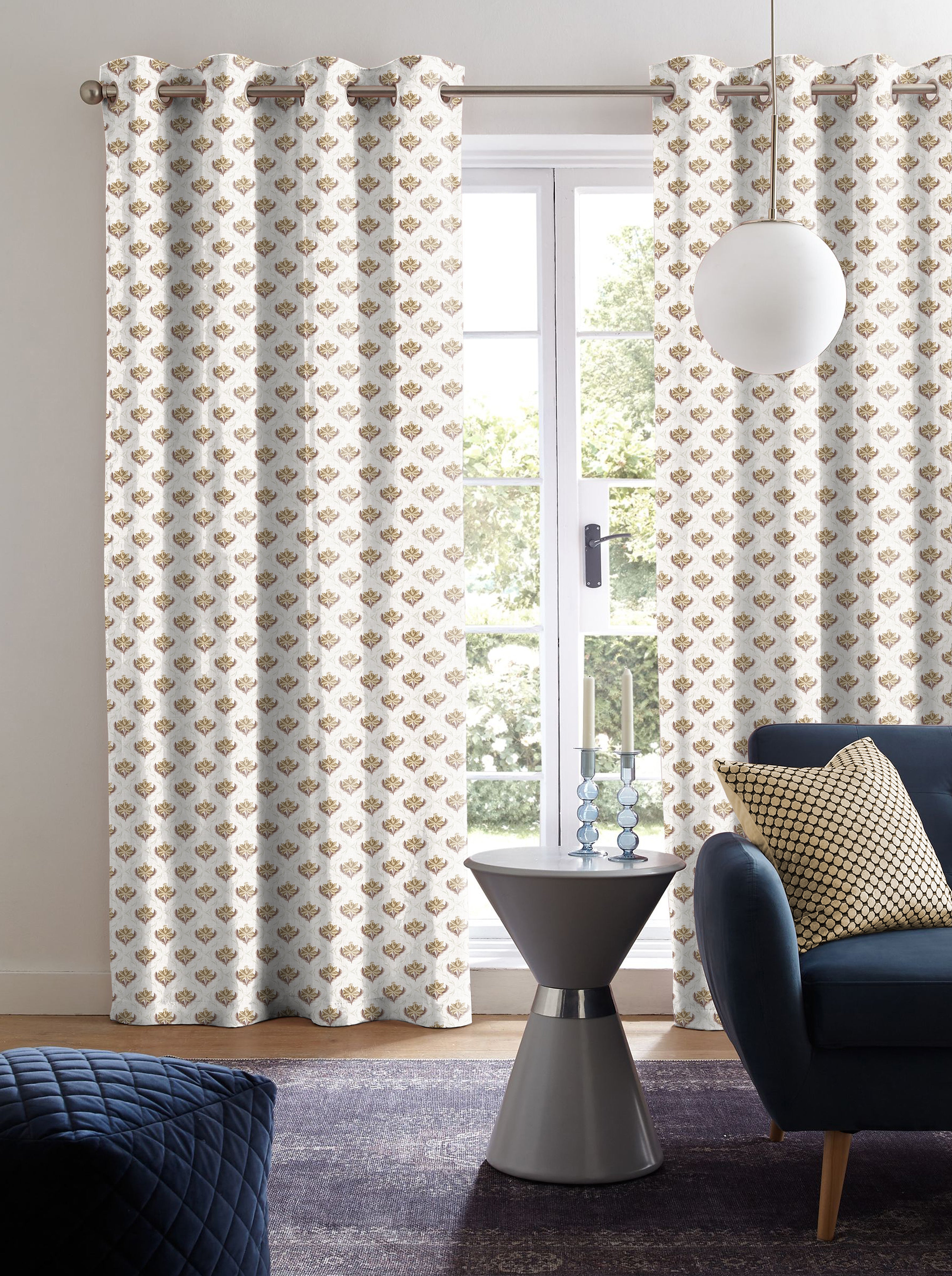 CHURCHGATE LIGHT MUSTARD ROOM DARKENING PRINTED CURTAIN