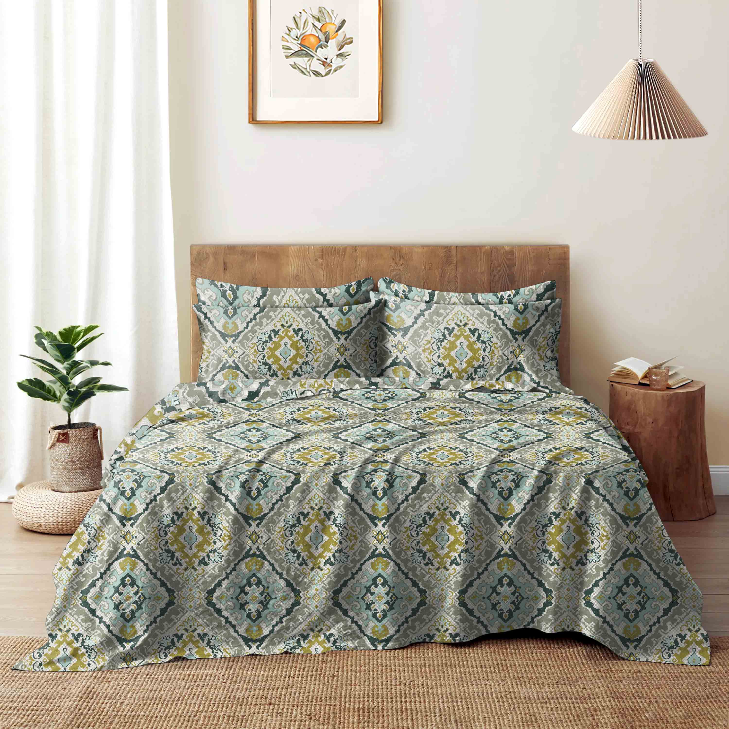 MOROCCO ABYSS BEDSHEET FOR DOUBLE BED WITH 2 PILLOWCOVERS SIZE (104" X 90")