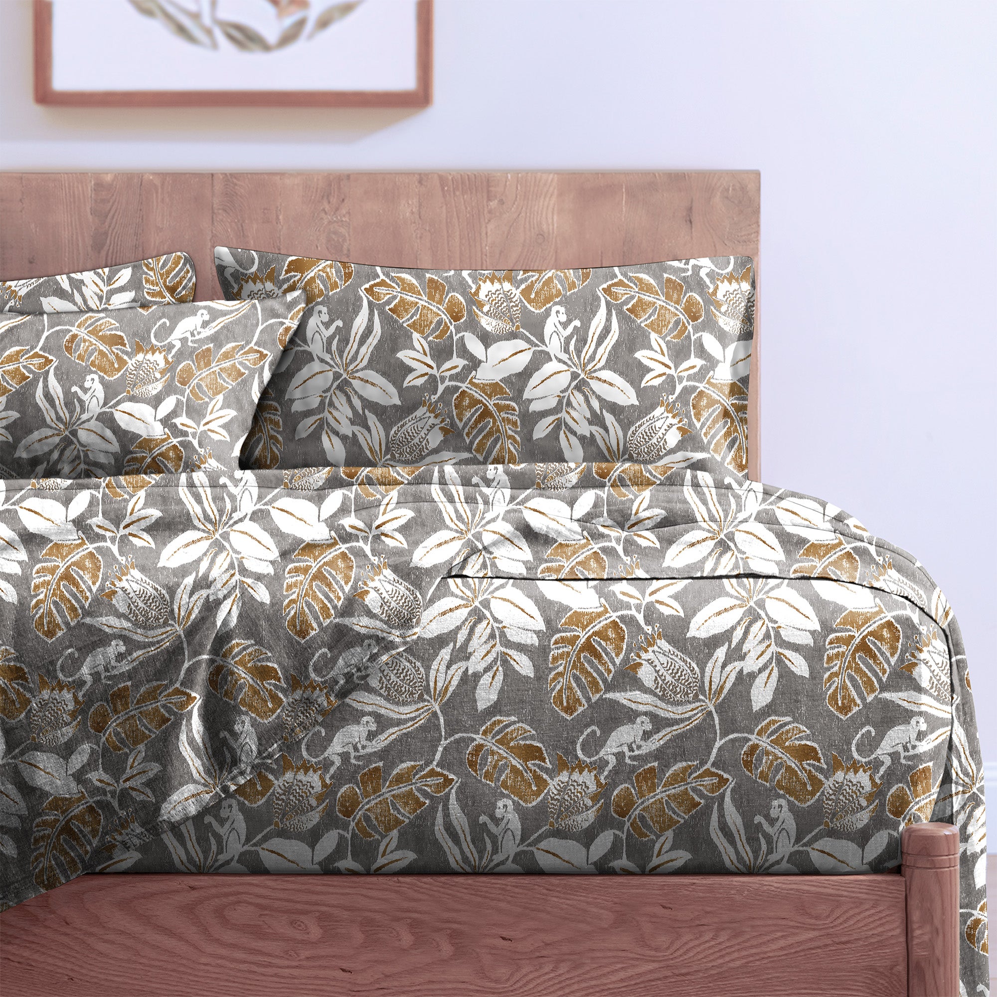 SAVANNA ANTHRACITE BEDCOVER FOR DOUBLE BED WITH 2 PILLOWCOVERS KING SIZE (104" X 90")