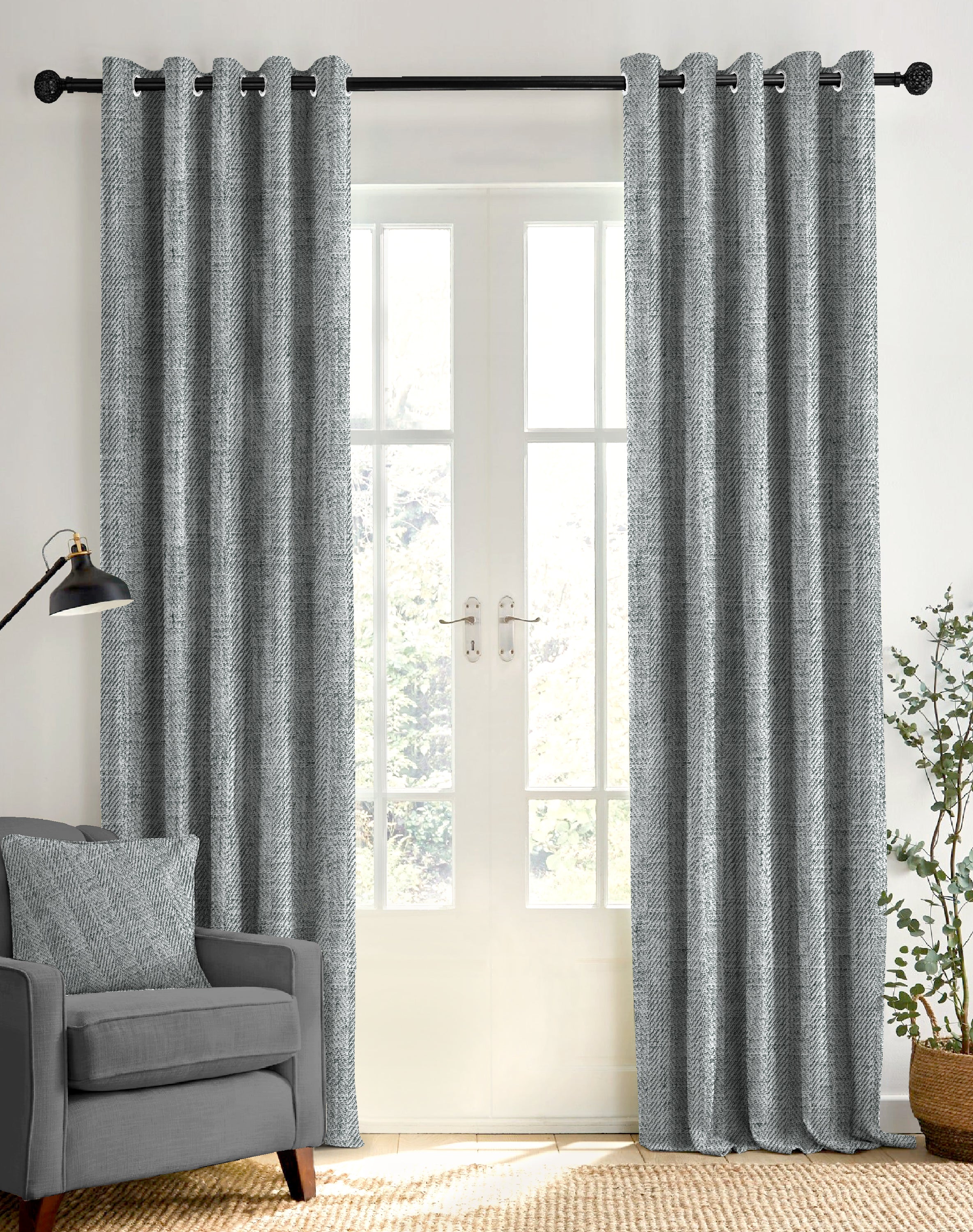 TEXTURA GREY DIGITAL PRINTED BLACKOUT CURTAINS